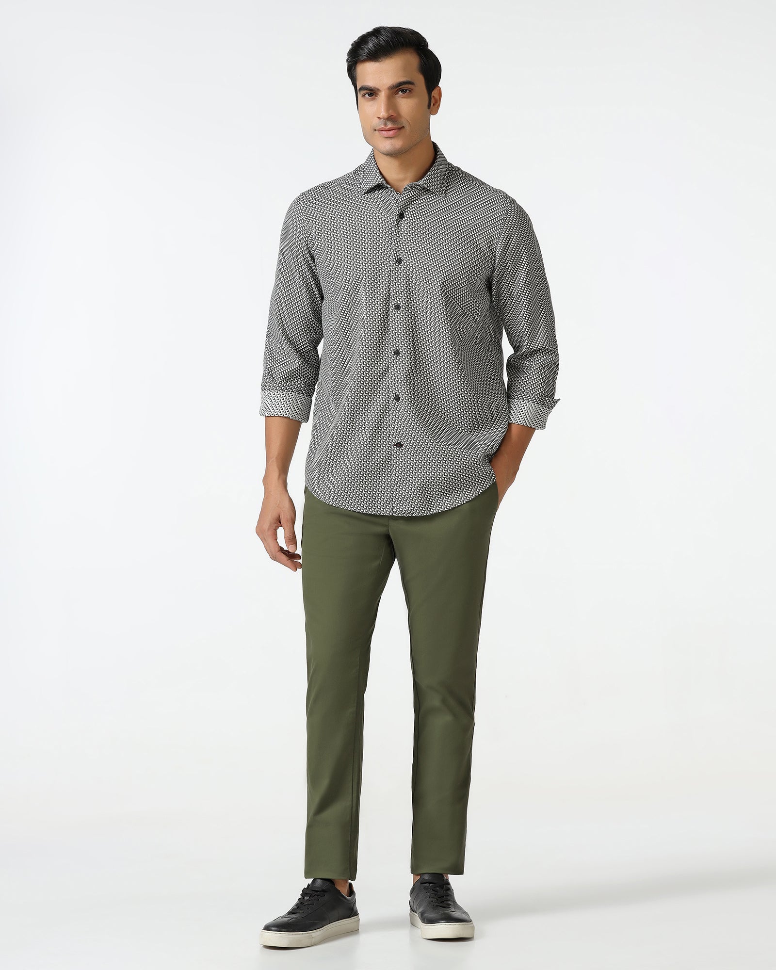 Green Solid Khakis - Mario