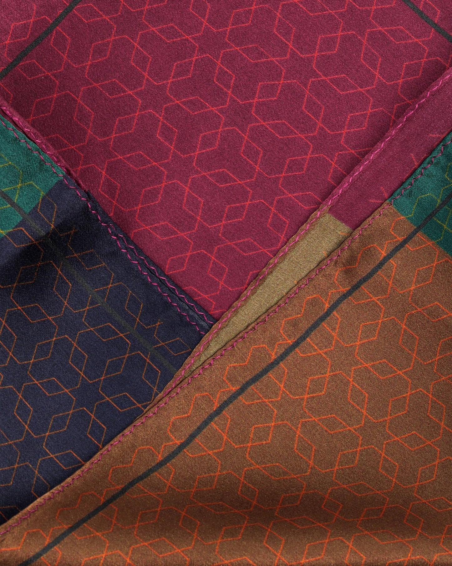 Green Printed 100% Silk Pocket Square - Washio