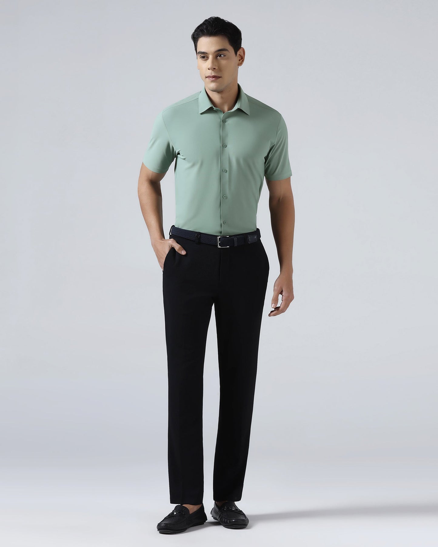 Green Half Sleeve TechPro Solid Shirt - Kanon