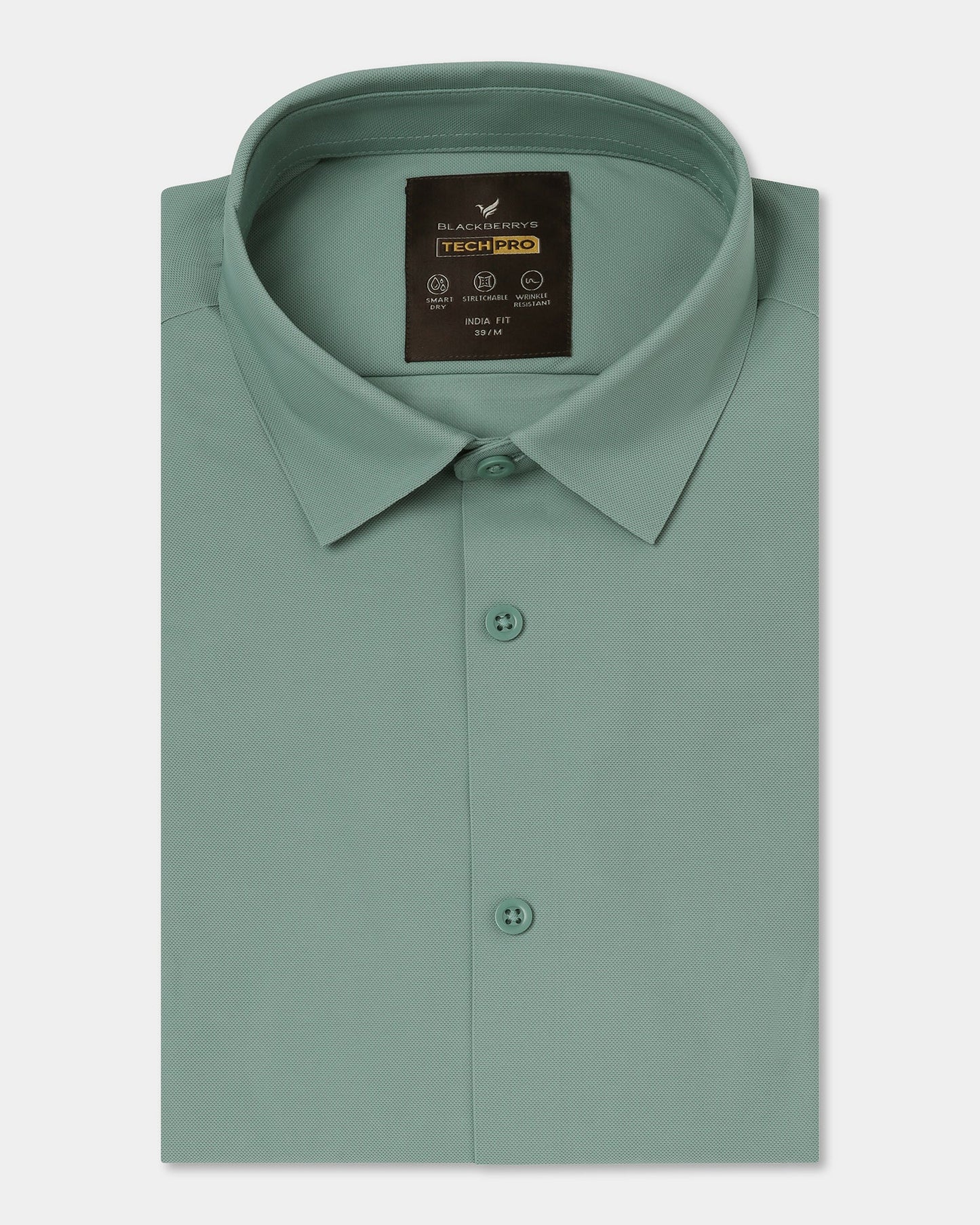 Green Half Sleeve TechPro Solid Shirt - Kanon