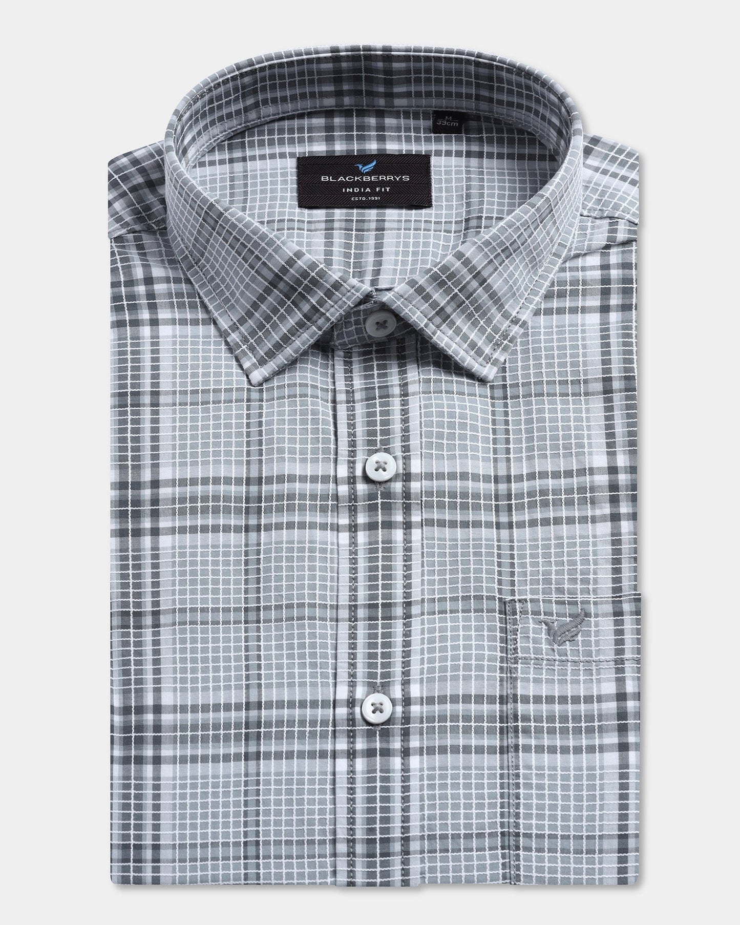 Grey Half Sleeve Check Shirt - Farlen