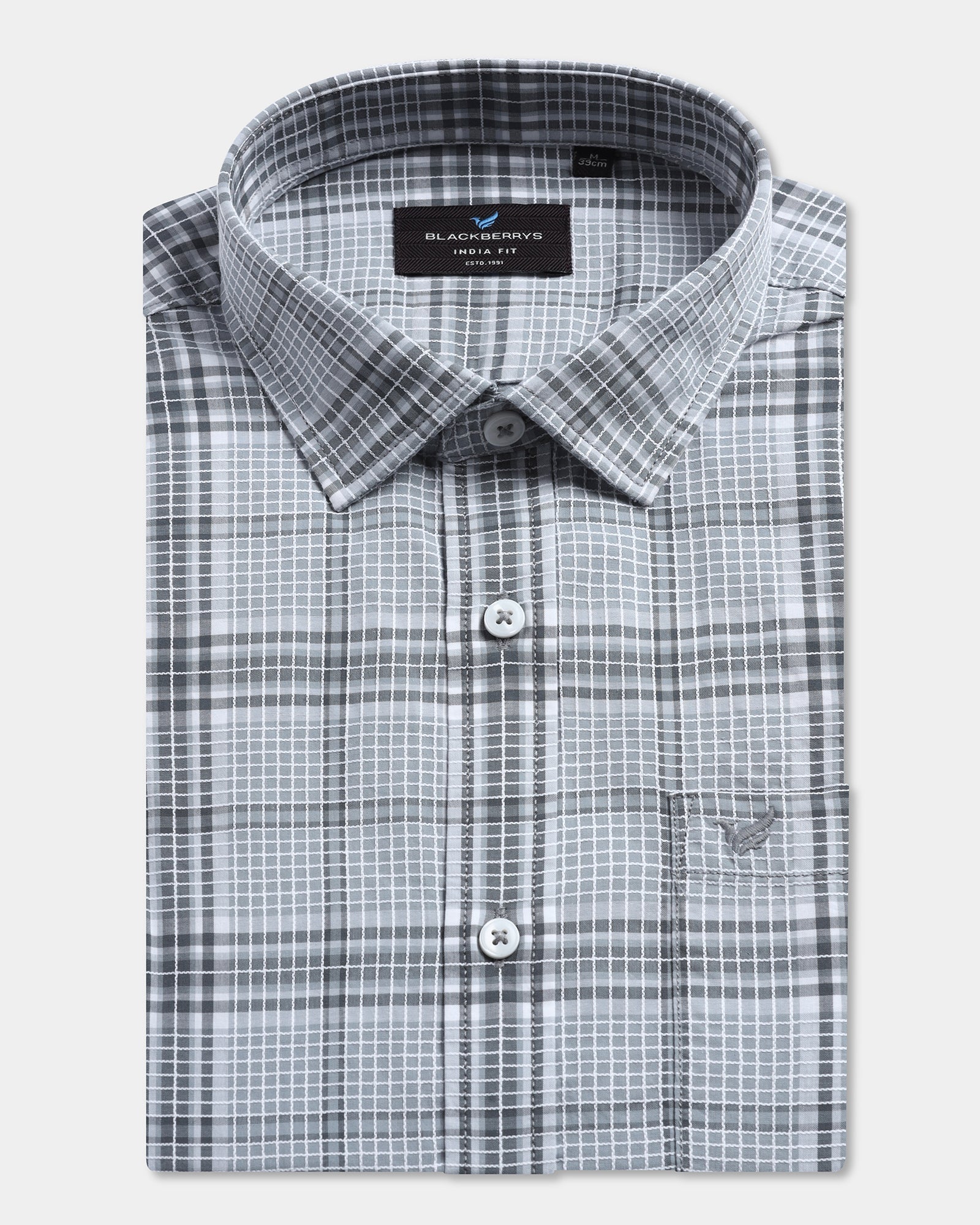 Grey Half Sleeve Check Shirt - Farlen