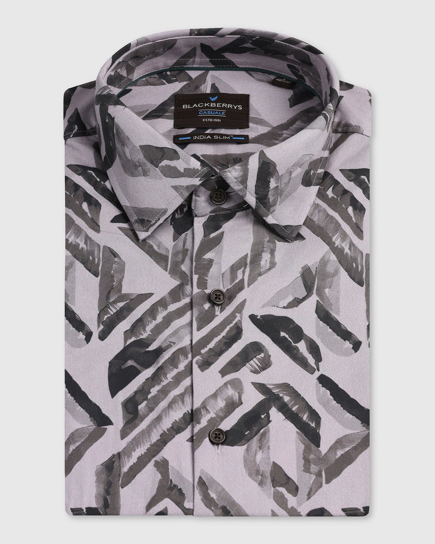Grey Half Sleeve Printed Shirt - Volmer