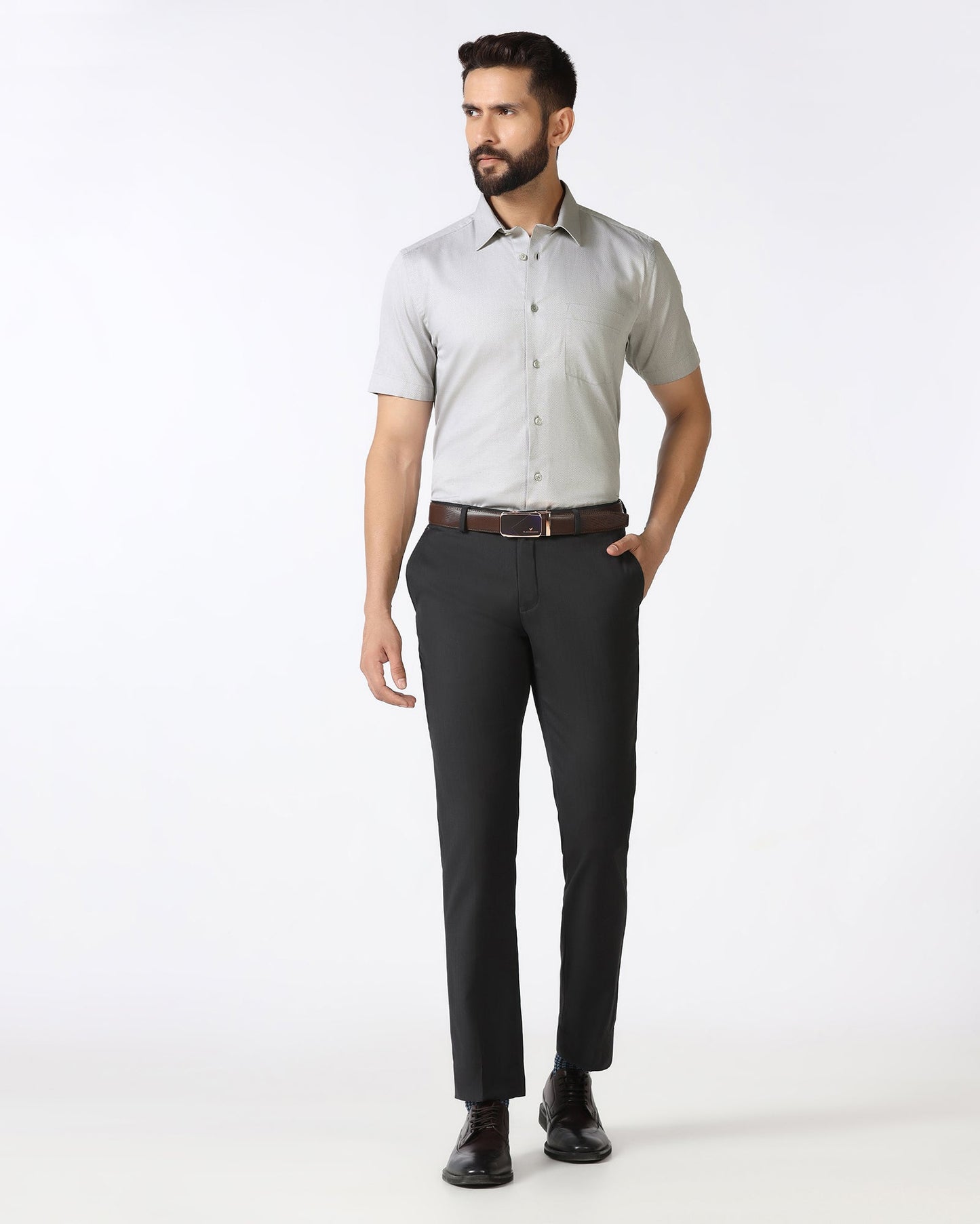 Grey Half Sleeve Textured Shirt - Ryan