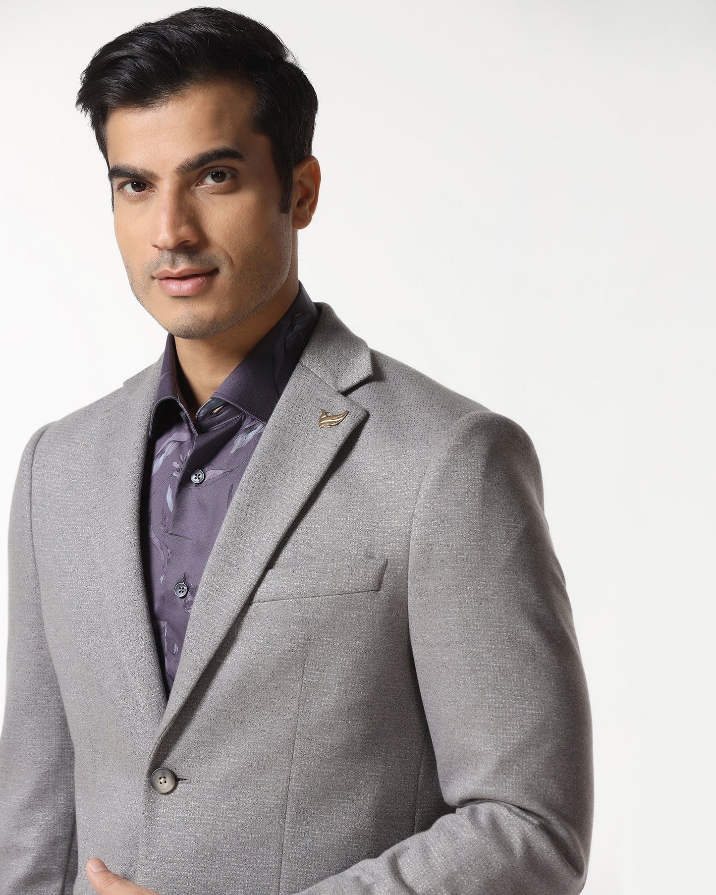 Grey Luxe Textured Blazer - Baleno