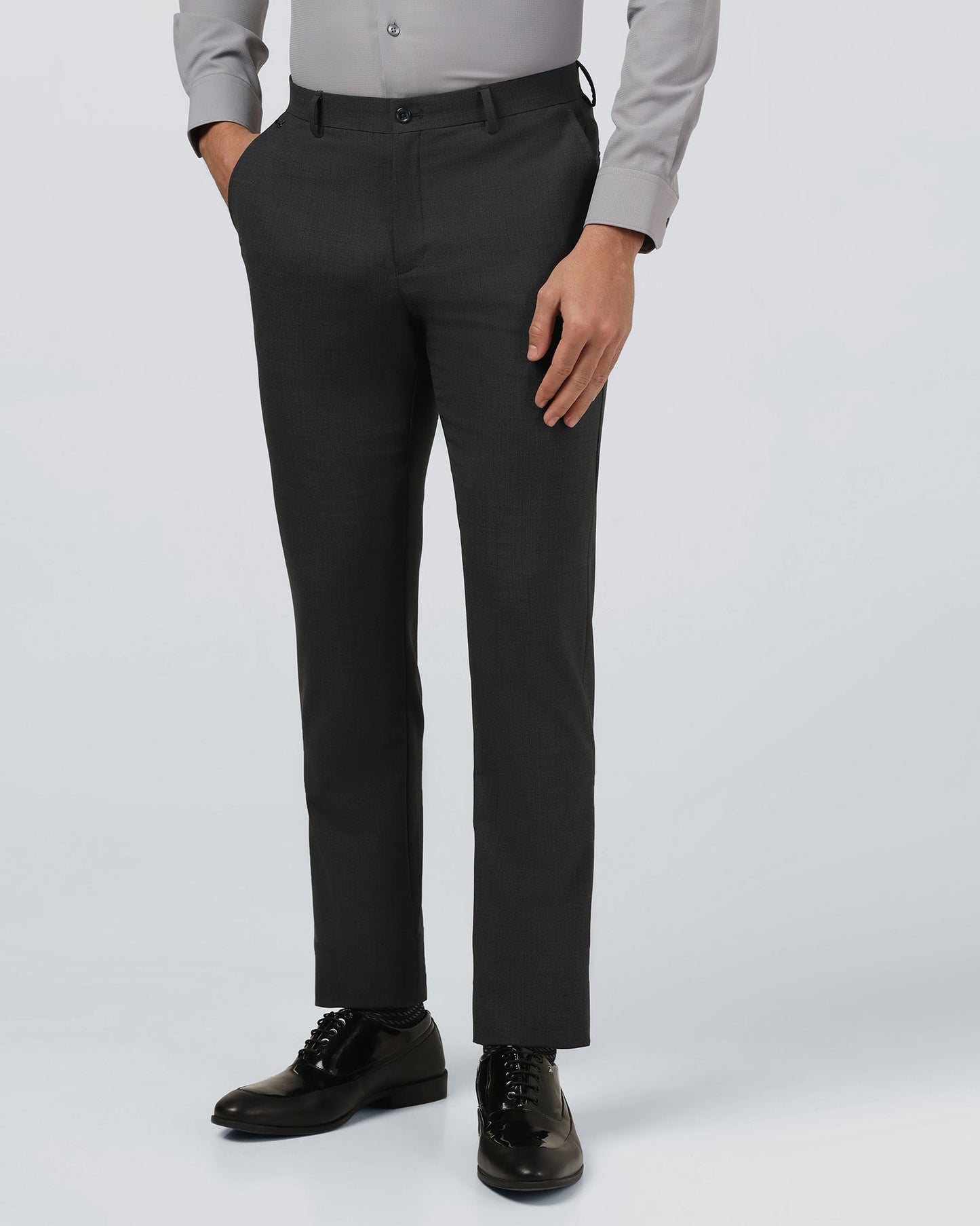 Grey Melange Textured Trouser - Dixon