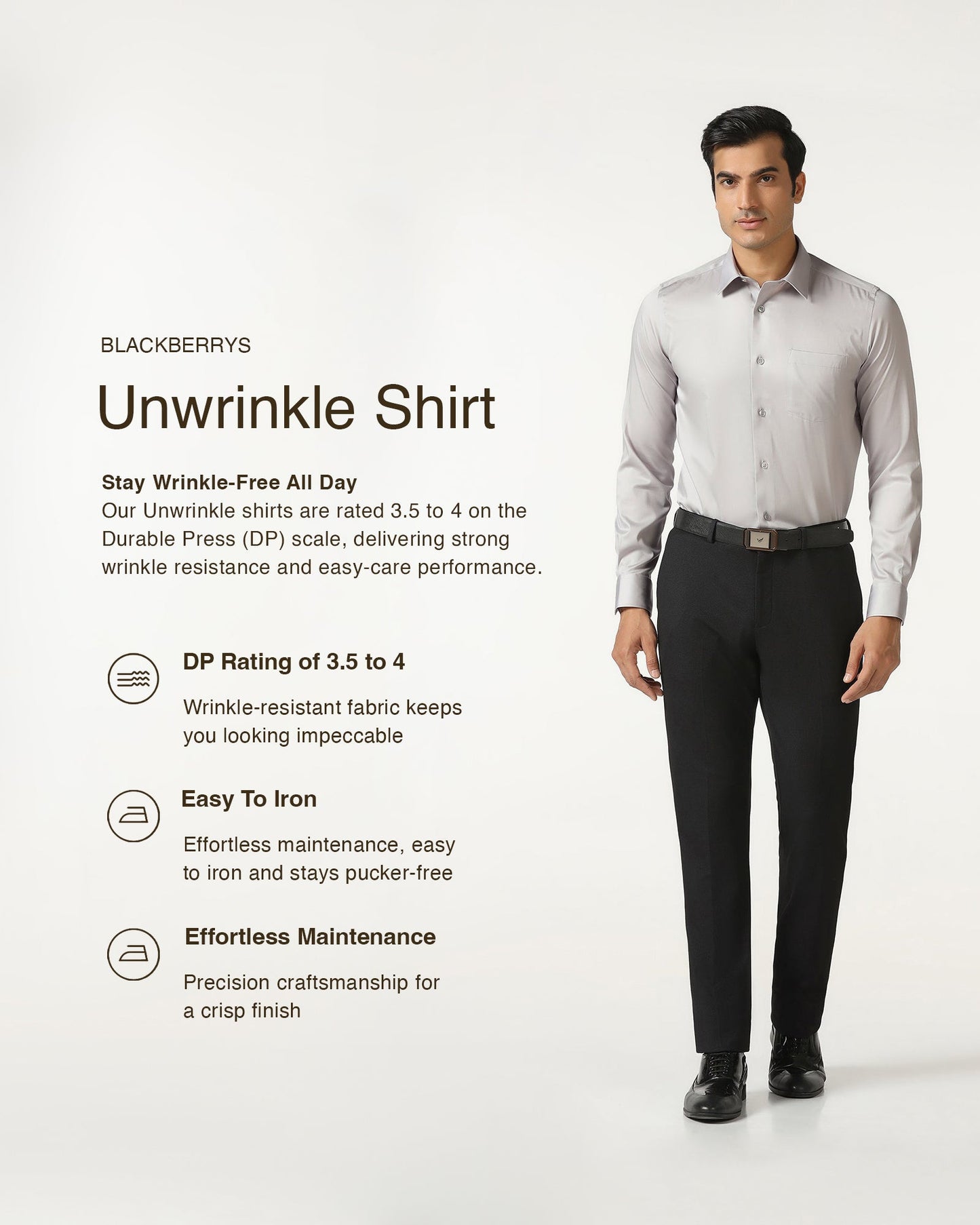 Grey Non Iron Solid Shirt - Sailor