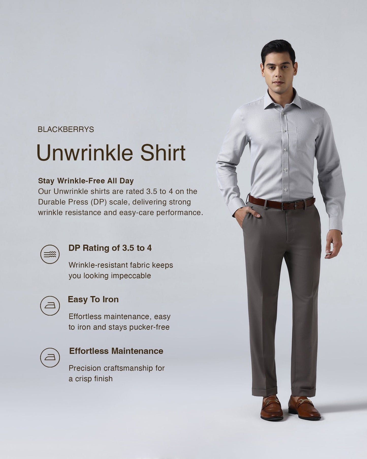 Grey Non Iron Textured Shirt - Ethan