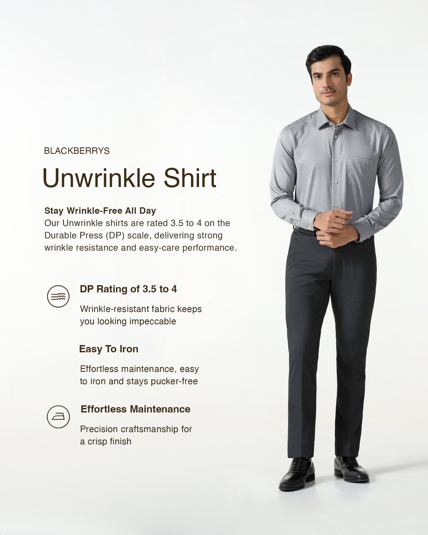Grey Unwrinkle Textured Shirt - Relate