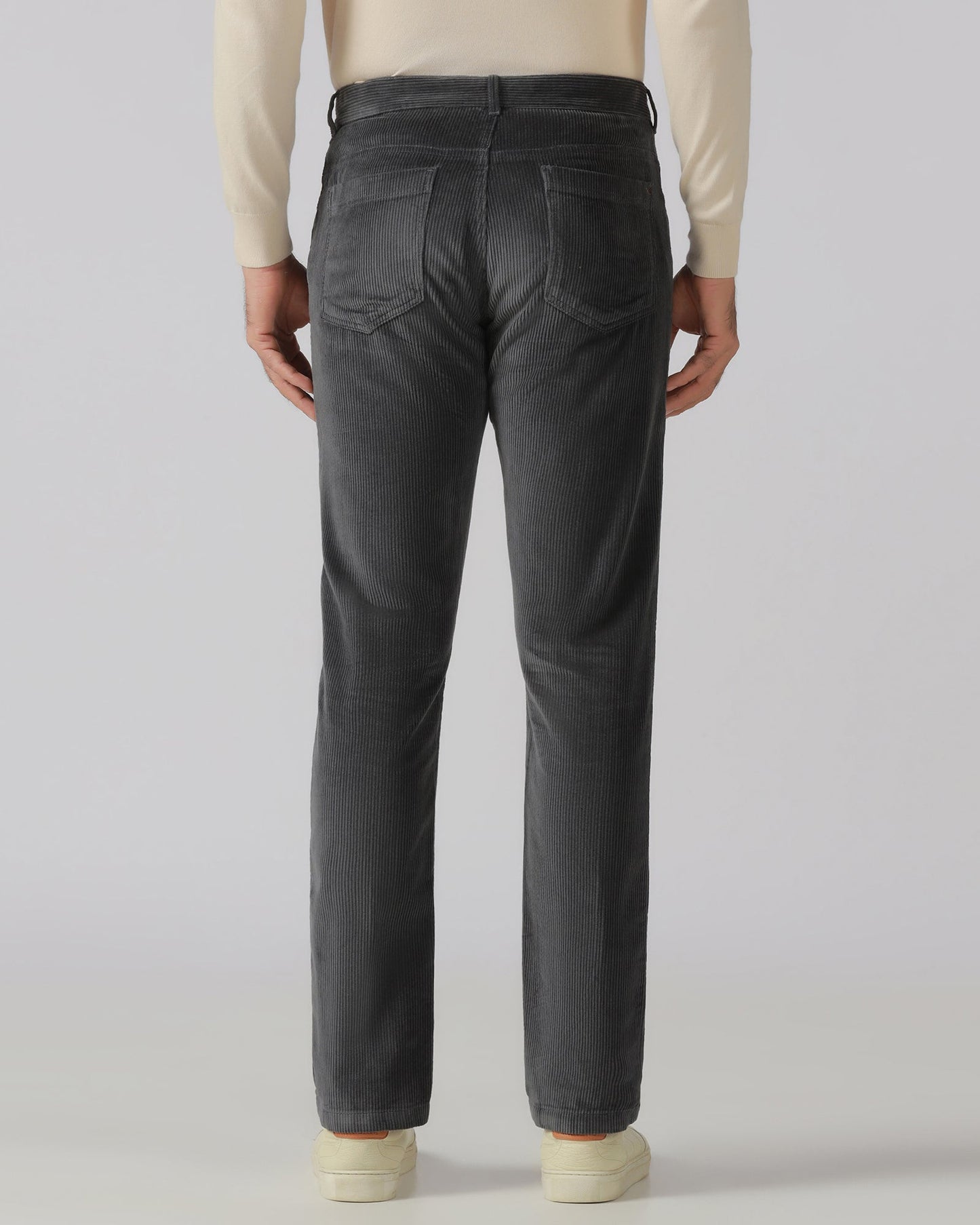 Grey Corduroy Solid Khakis - Veil