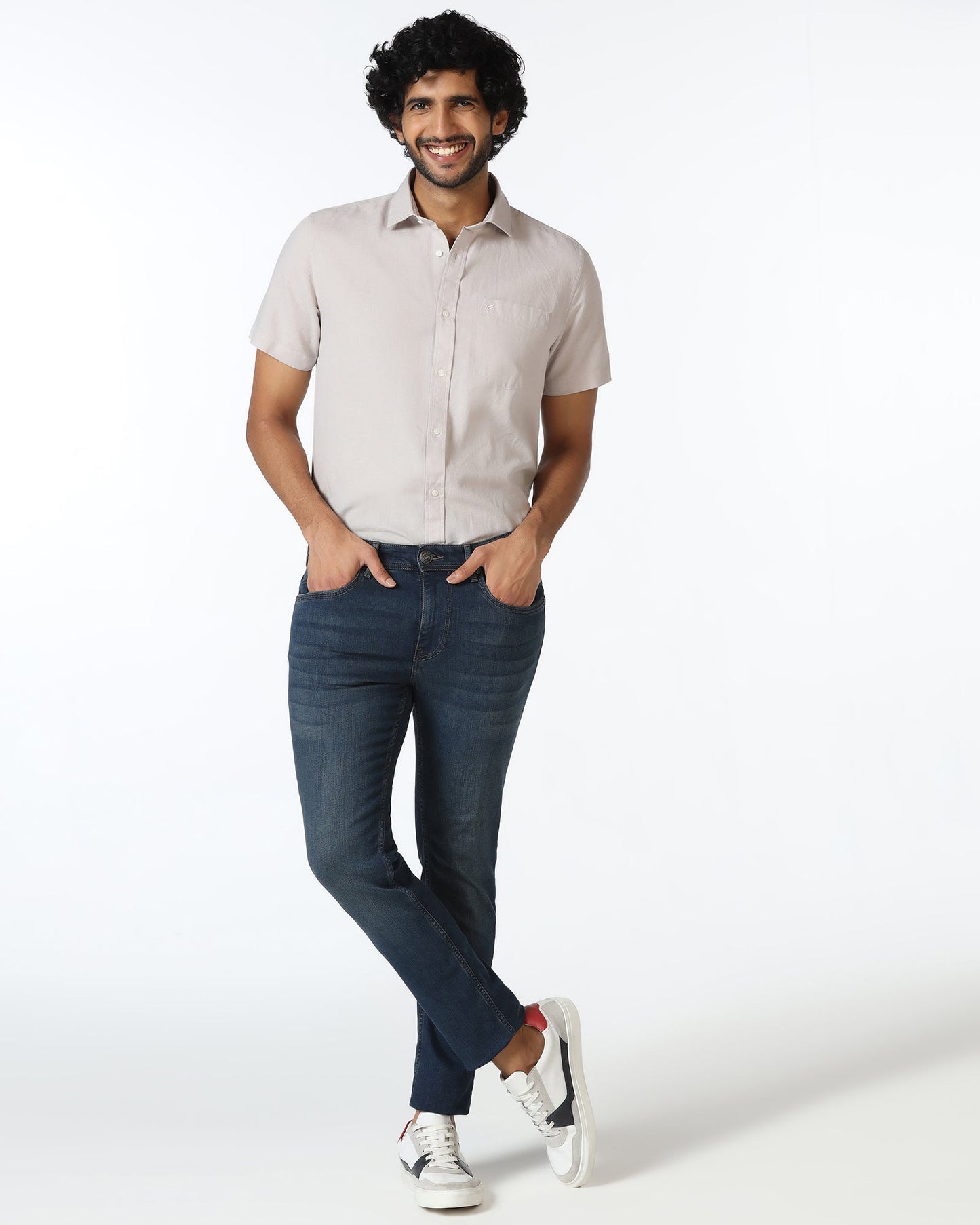 Grey Half Sleeve Solid Shirt - Axar