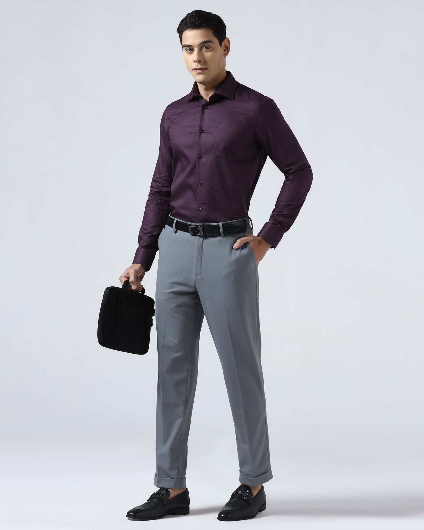 Grey Solid Trouser - Joshua