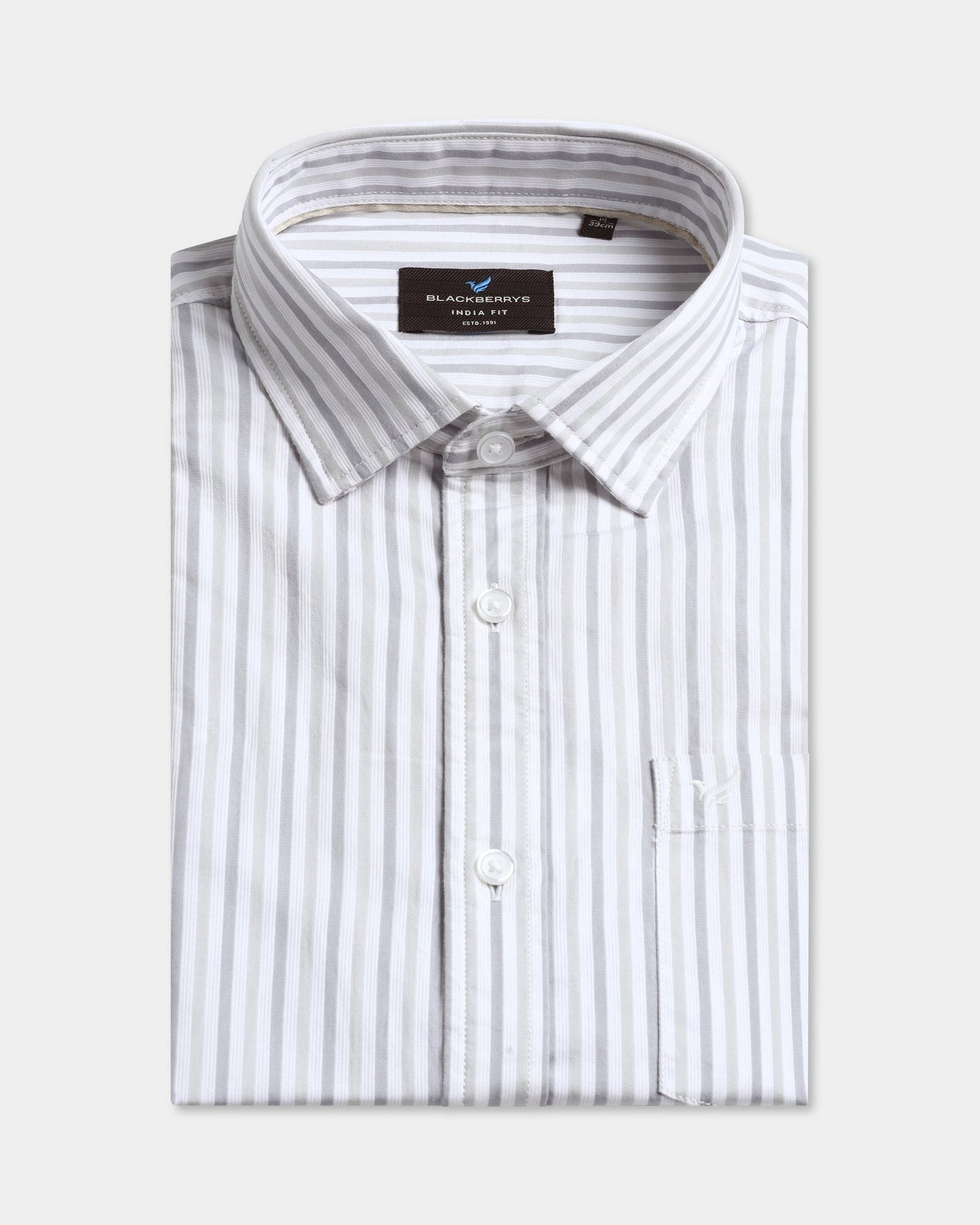 Grey Half Sleeve Stripe Shirt - Redot