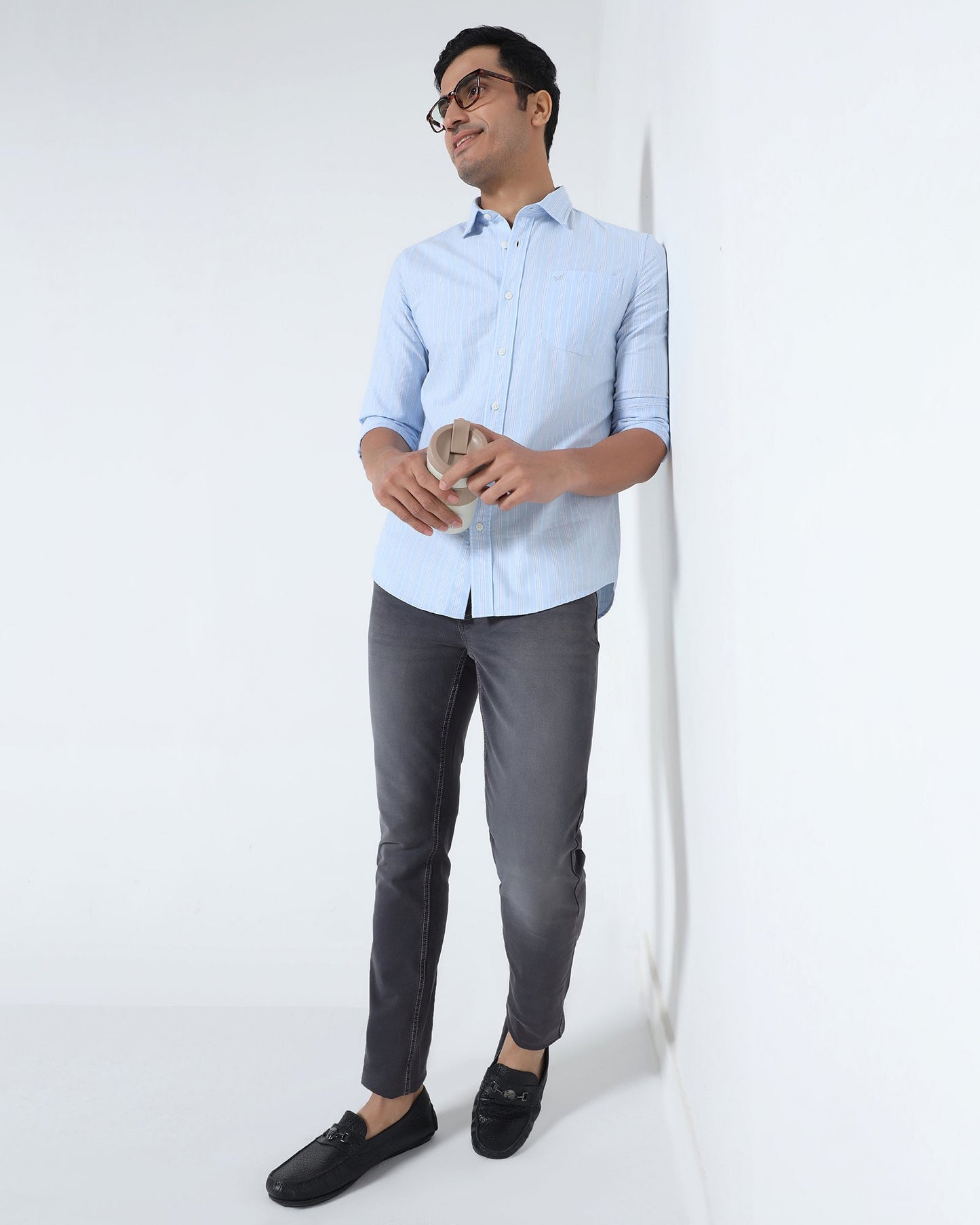 Grey Superflex Textured Slim Fit Jeans - Otis