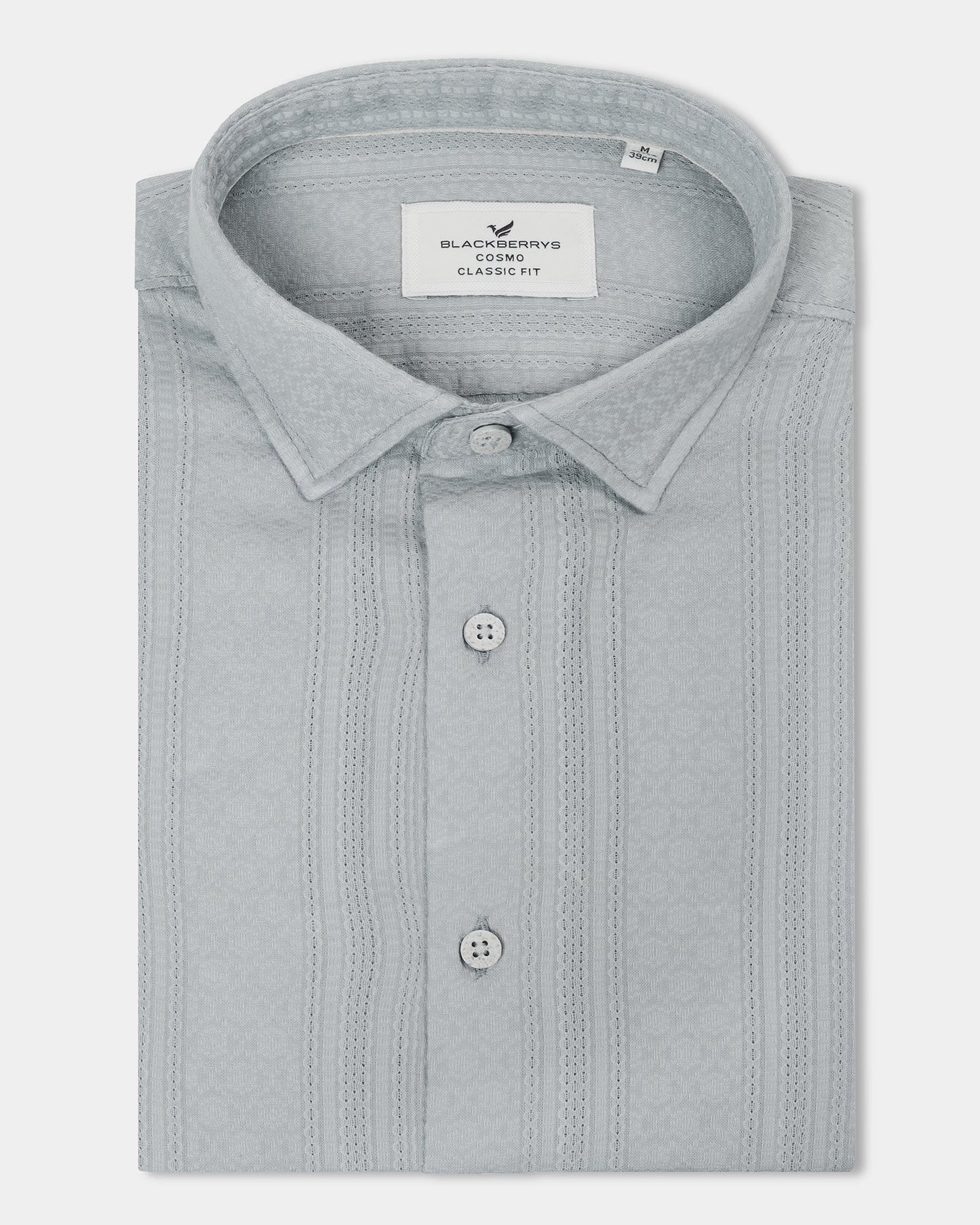 Grey Half Sleeve Textured Shirt - Lambo