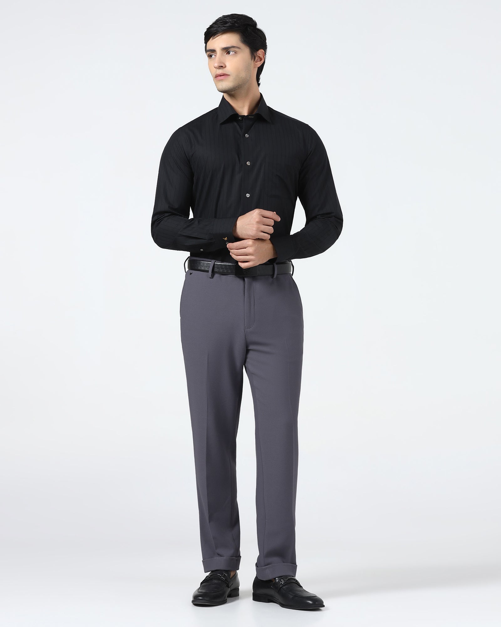 Grey Textured Trouser - Palmer