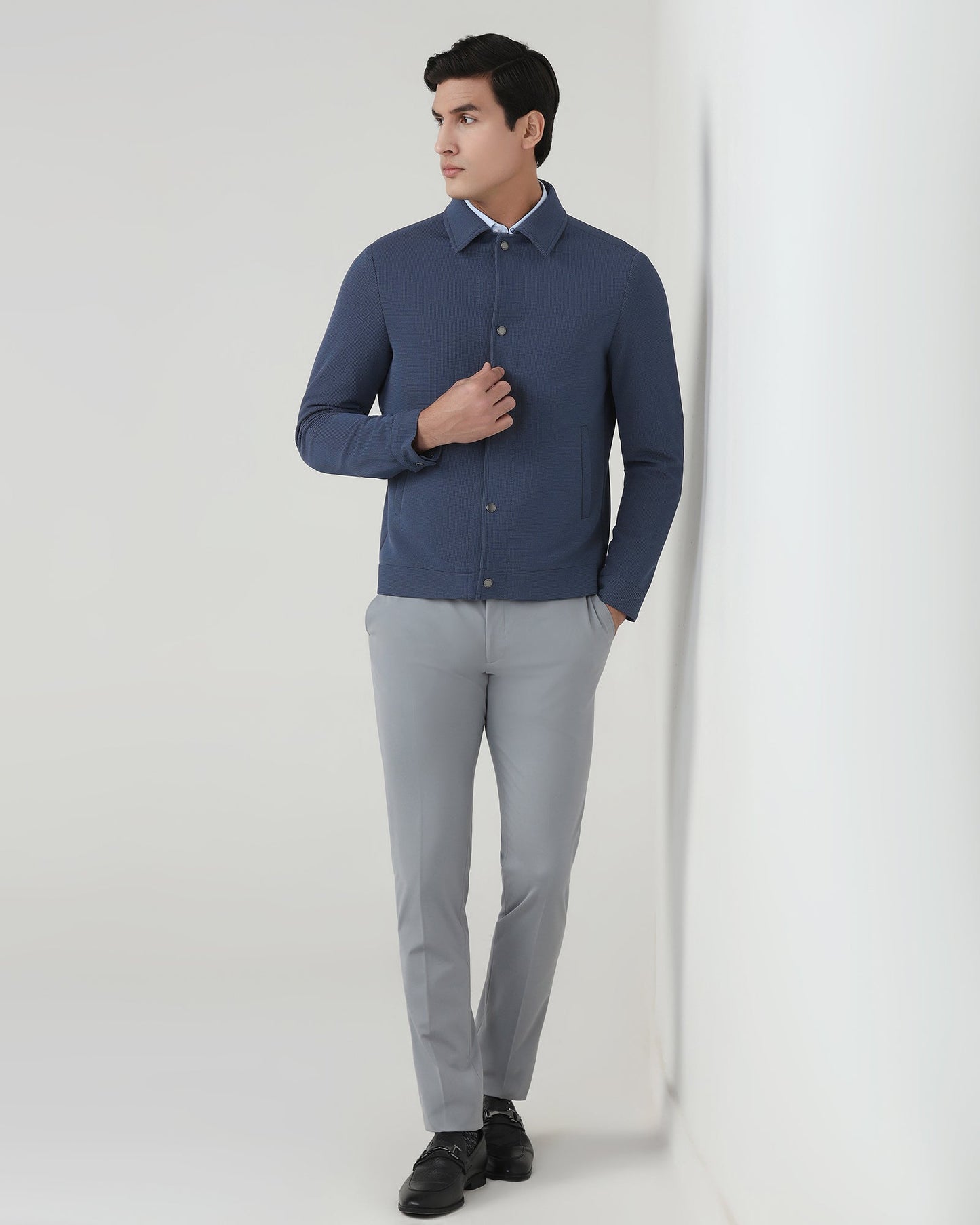 Grey Textured Zipper Jacket - Joan