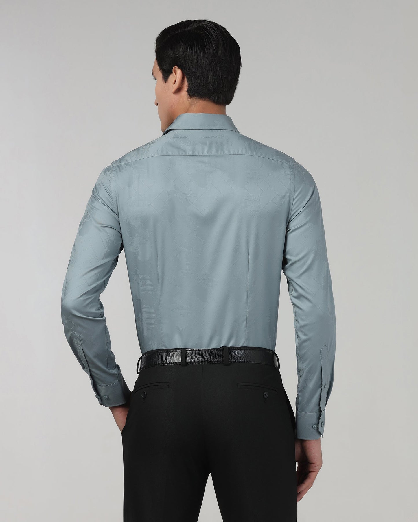 Greyish Blue Jacquard Shirt - Ramen