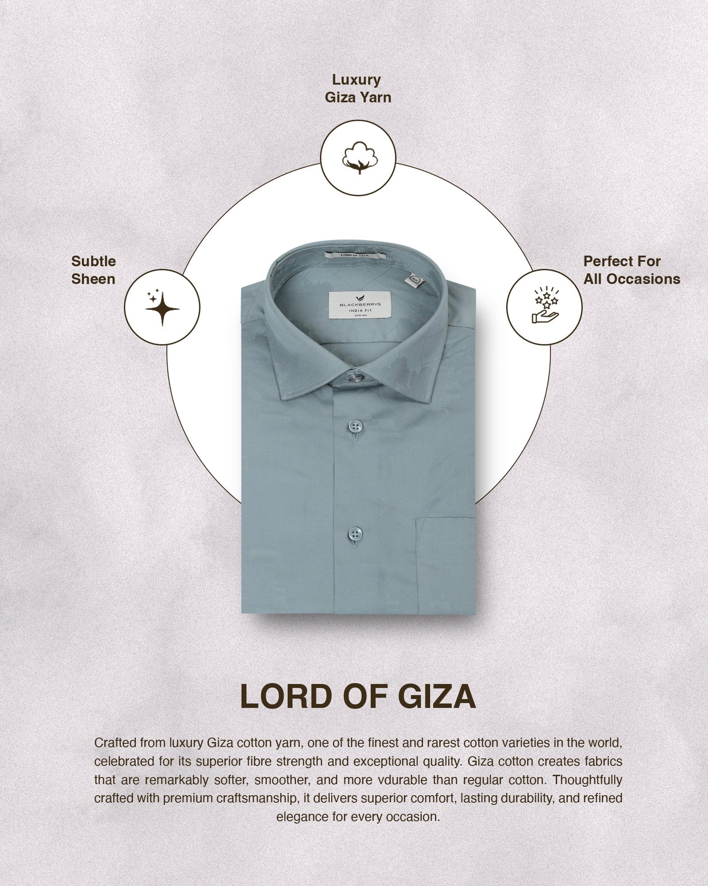Greyish Blue Jacquard Shirt - Ramen