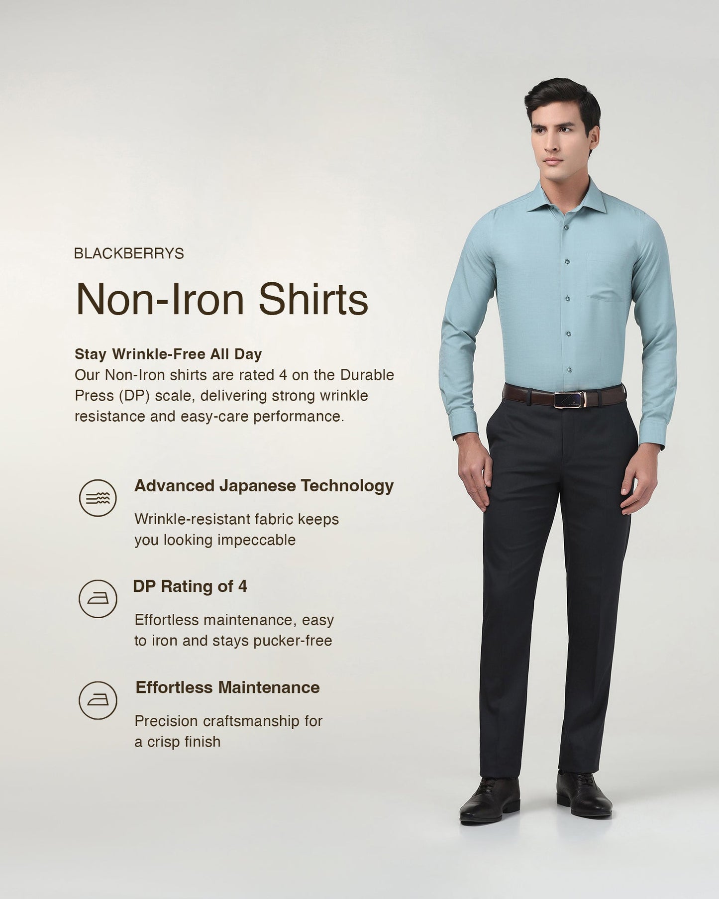 Greyish Blue Non Iron Textured Shirt - Reform E