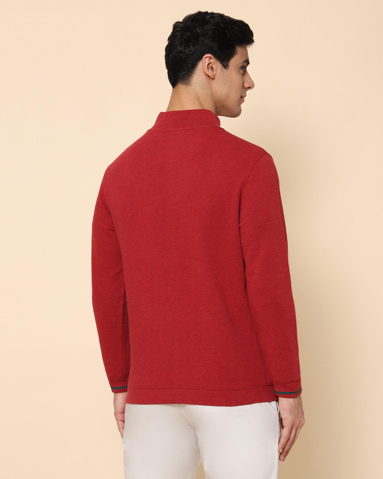 Hamish Jacquard Sweat Shirt In Red Melange - blackberrys-clothing