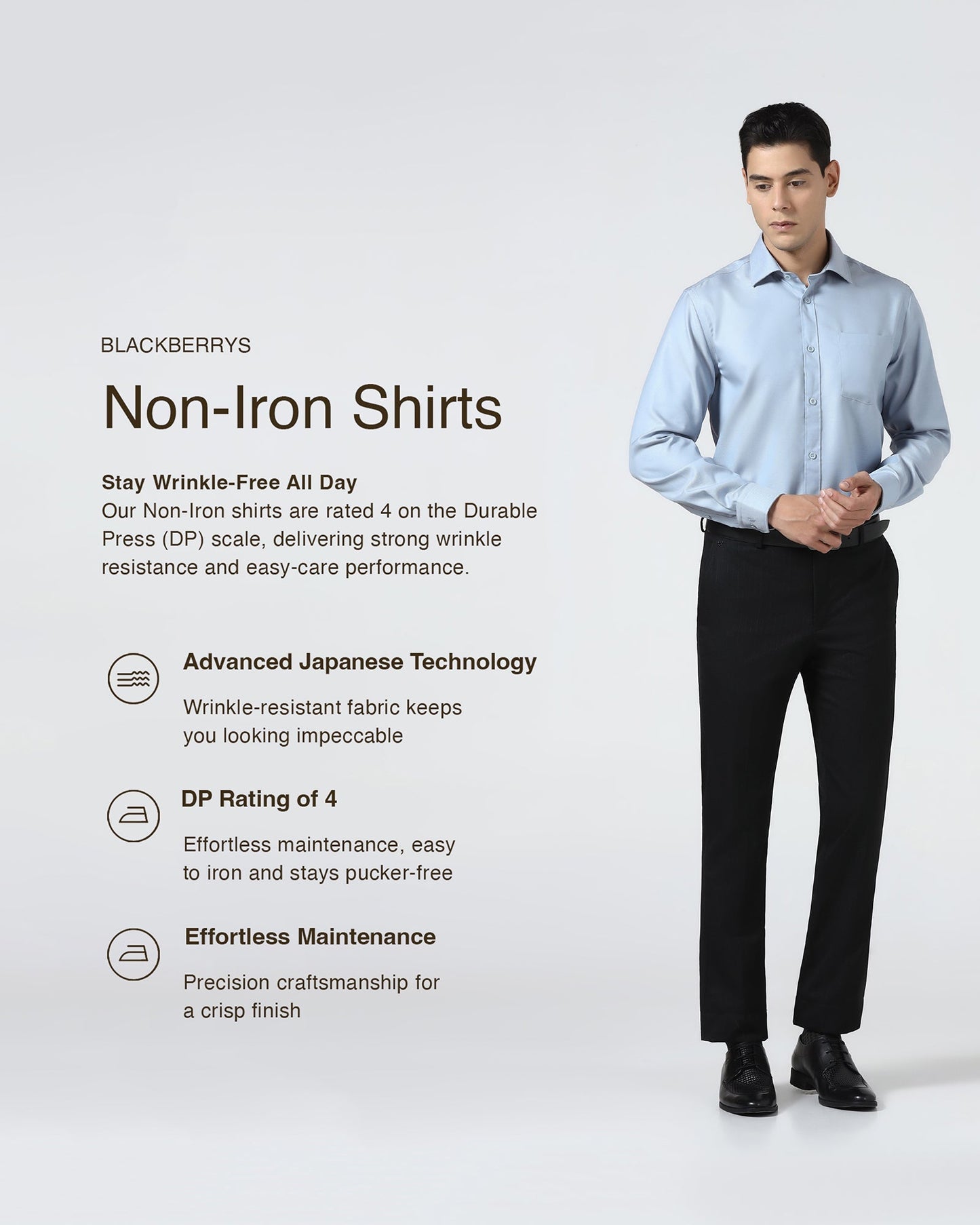 Ice Blue Non Iron Textured Shirt - Eliot