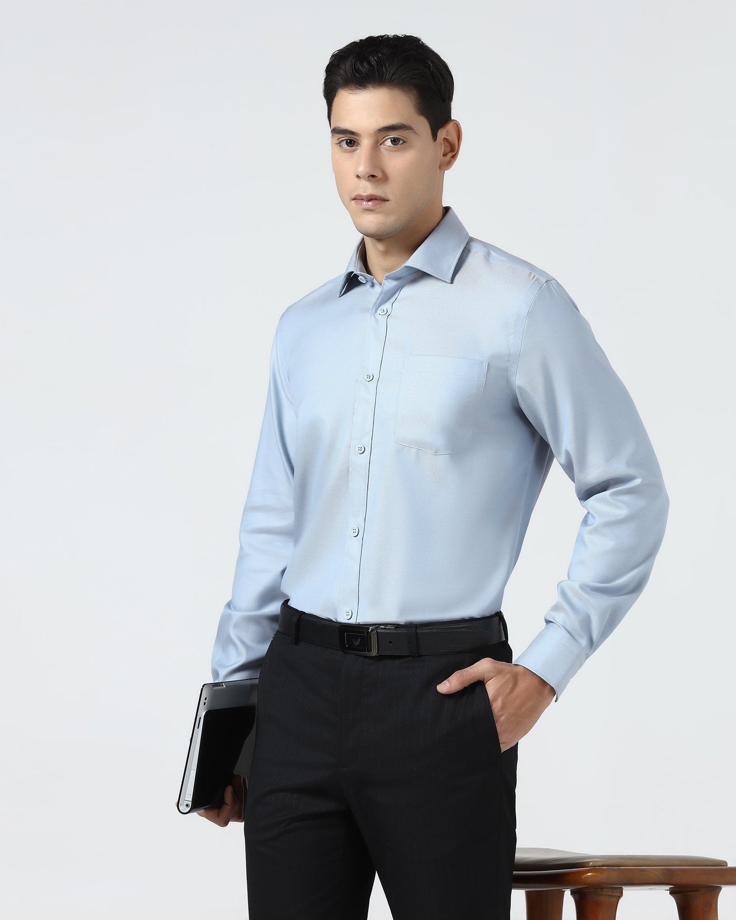 Ice Blue Non Iron Textured Shirt - Eliot