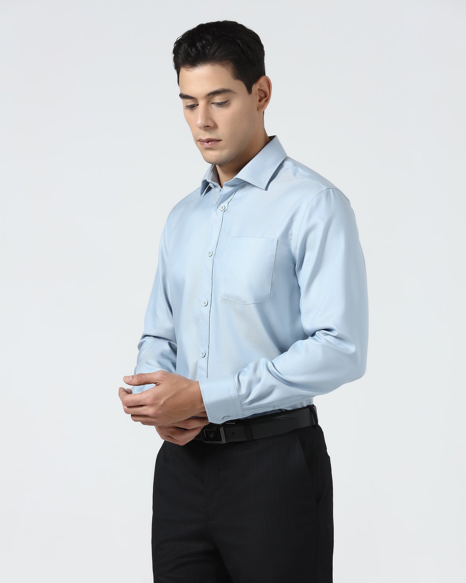 Ice Blue Non Iron Textured Shirt - Eliot