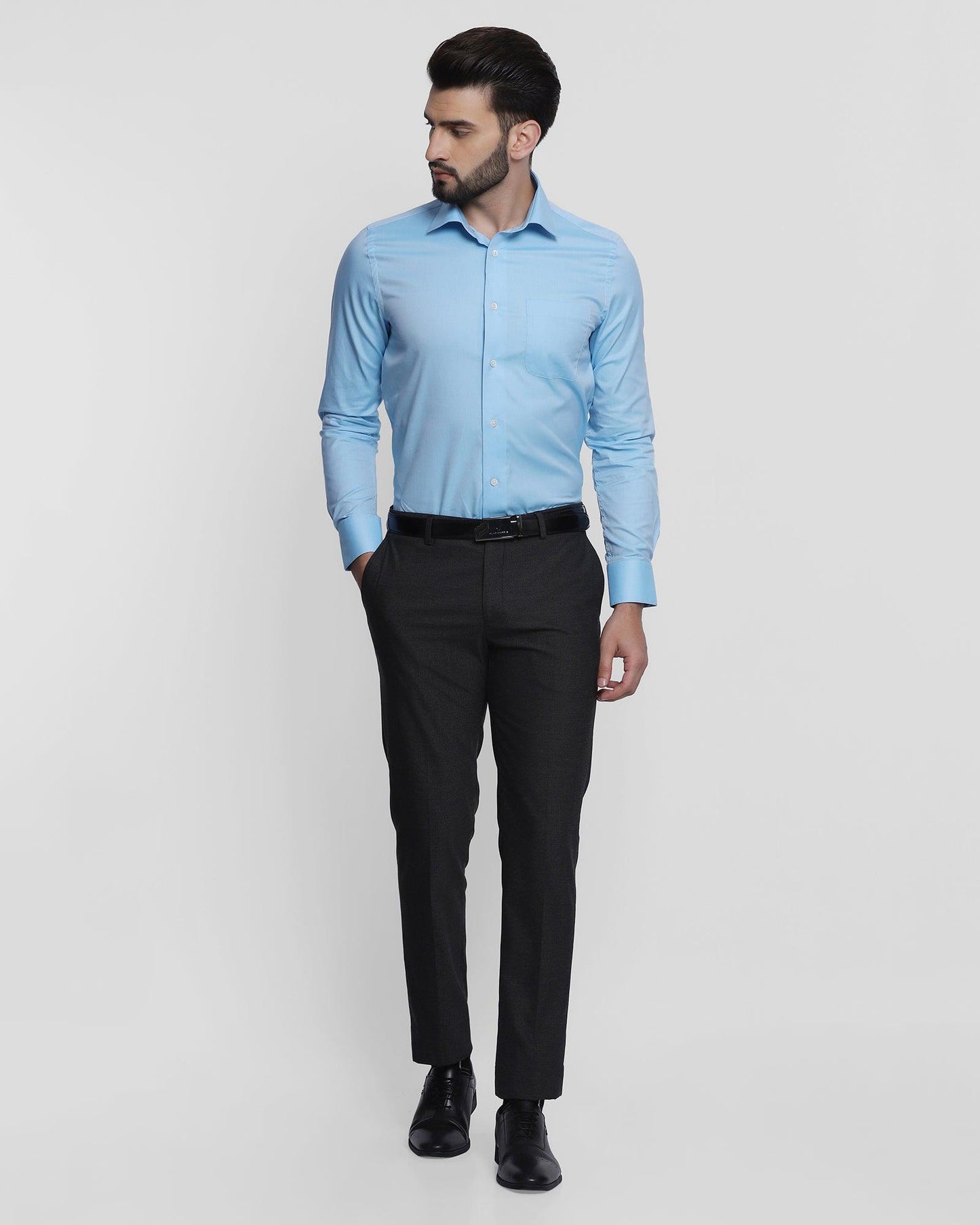 Isaac Formal Trendy Trouser In Charcoal (B91 Fit) - blackberrys-clothing