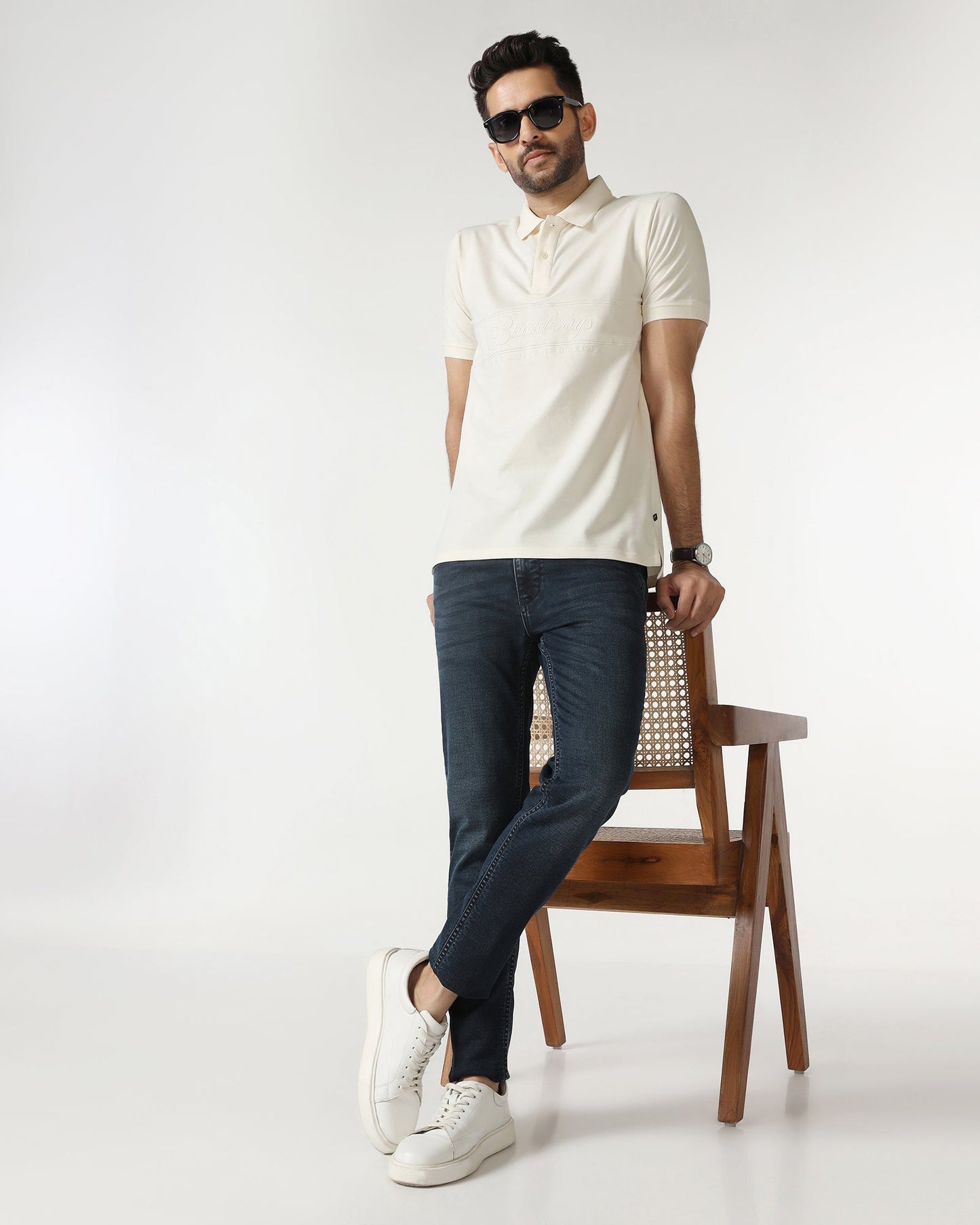 Ivory White Solid Polo - Grand