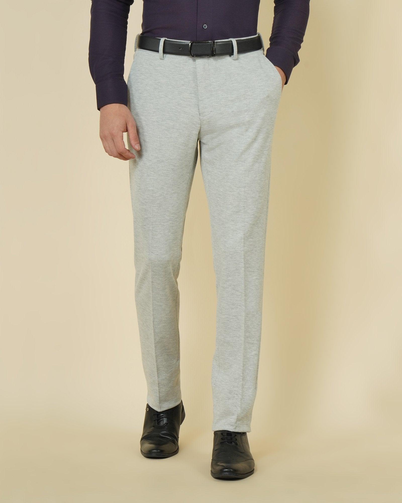 Kandal Formal Knitted Trouser In Light Grey (B9 Fit)