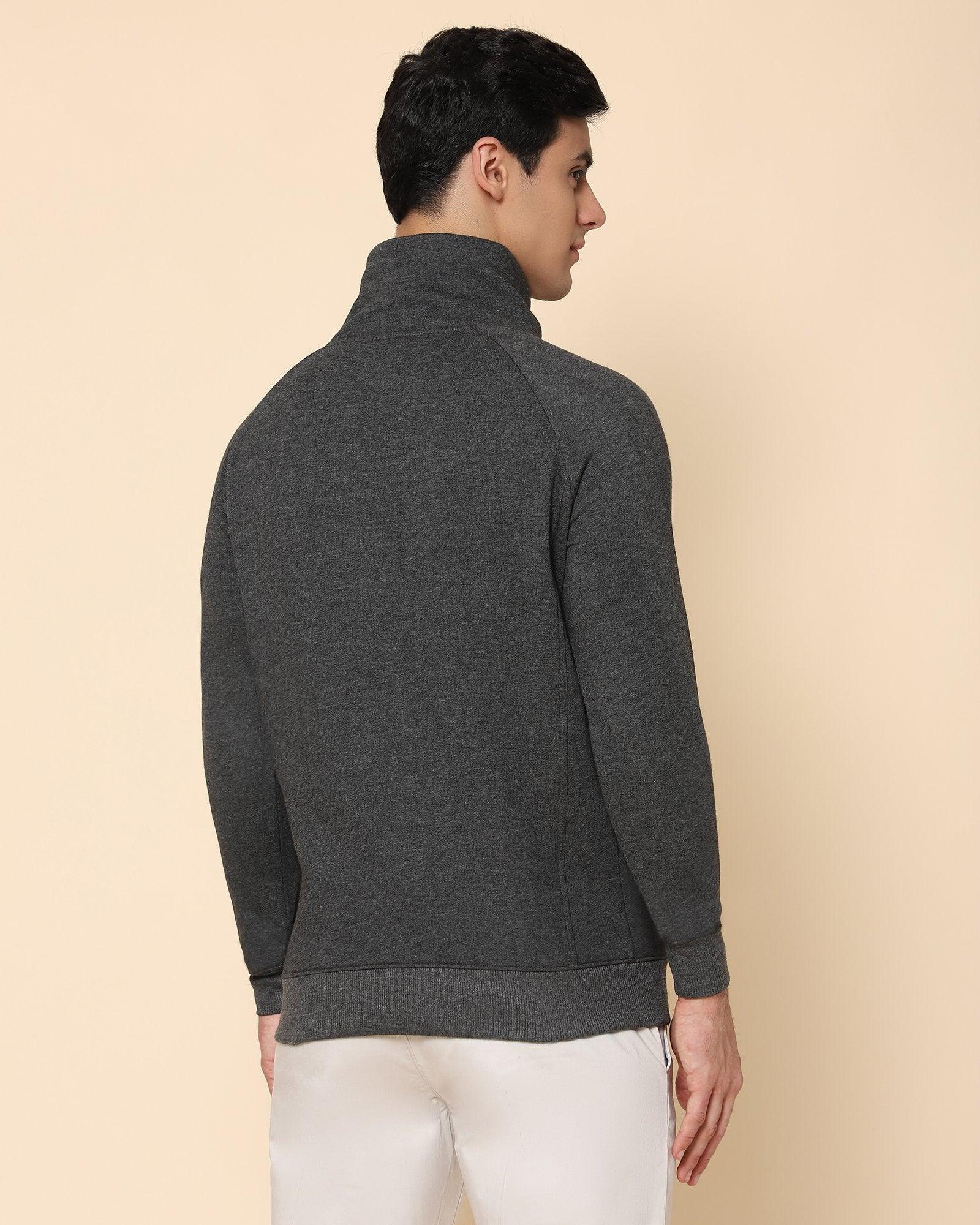 Kang Solid Sweat Shirt In Charcoal Melange - blackberrys-clothing