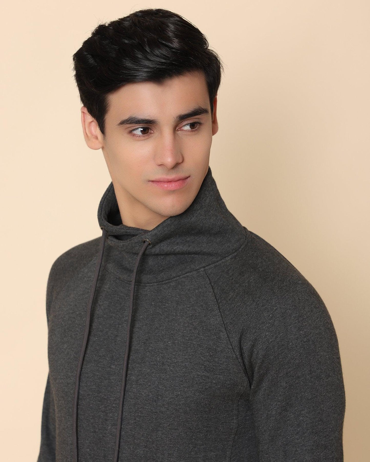 Kang Solid Sweat Shirt In Charcoal Melange - blackberrys-clothing