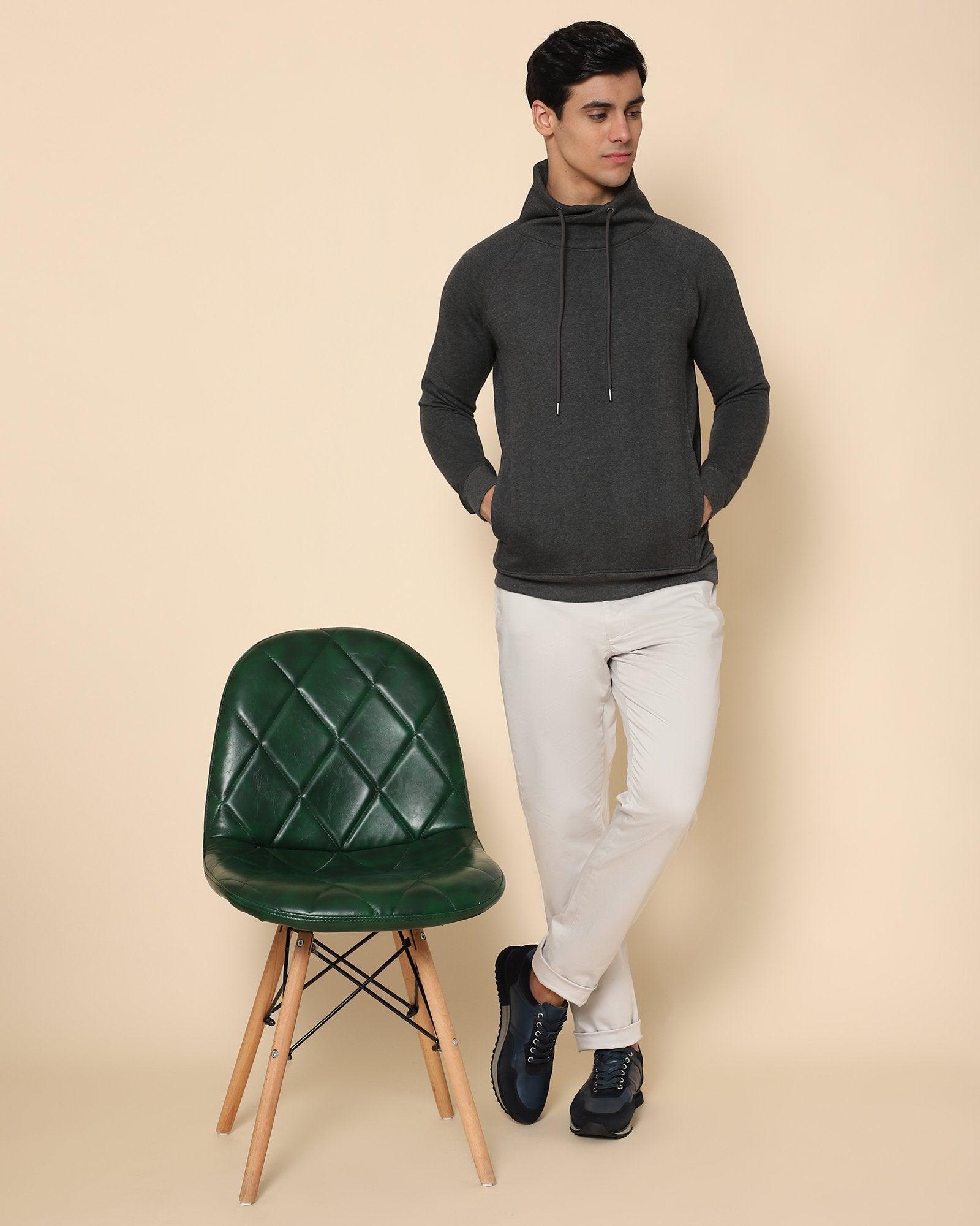 Kang Solid Sweat Shirt In Charcoal Melange - blackberrys-clothing