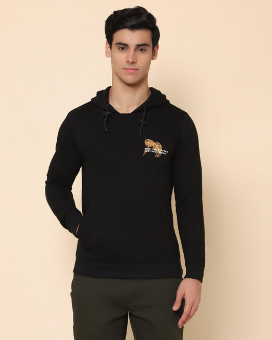 Keid Pattern Stretch Sweat Shirt In Black (Slim Fit)