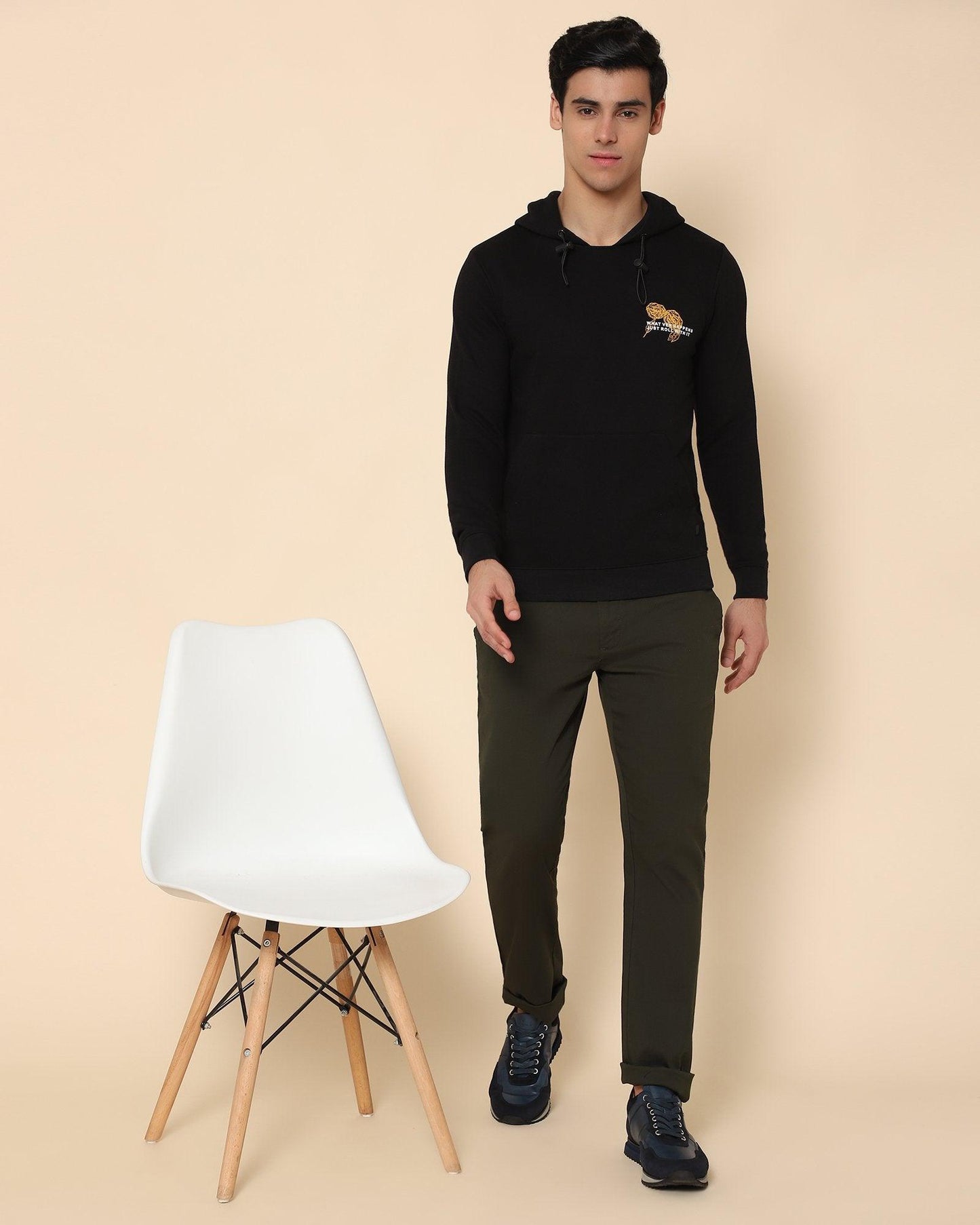 Keid Printed Sweat Shirt In Black - blackberrys-clothing