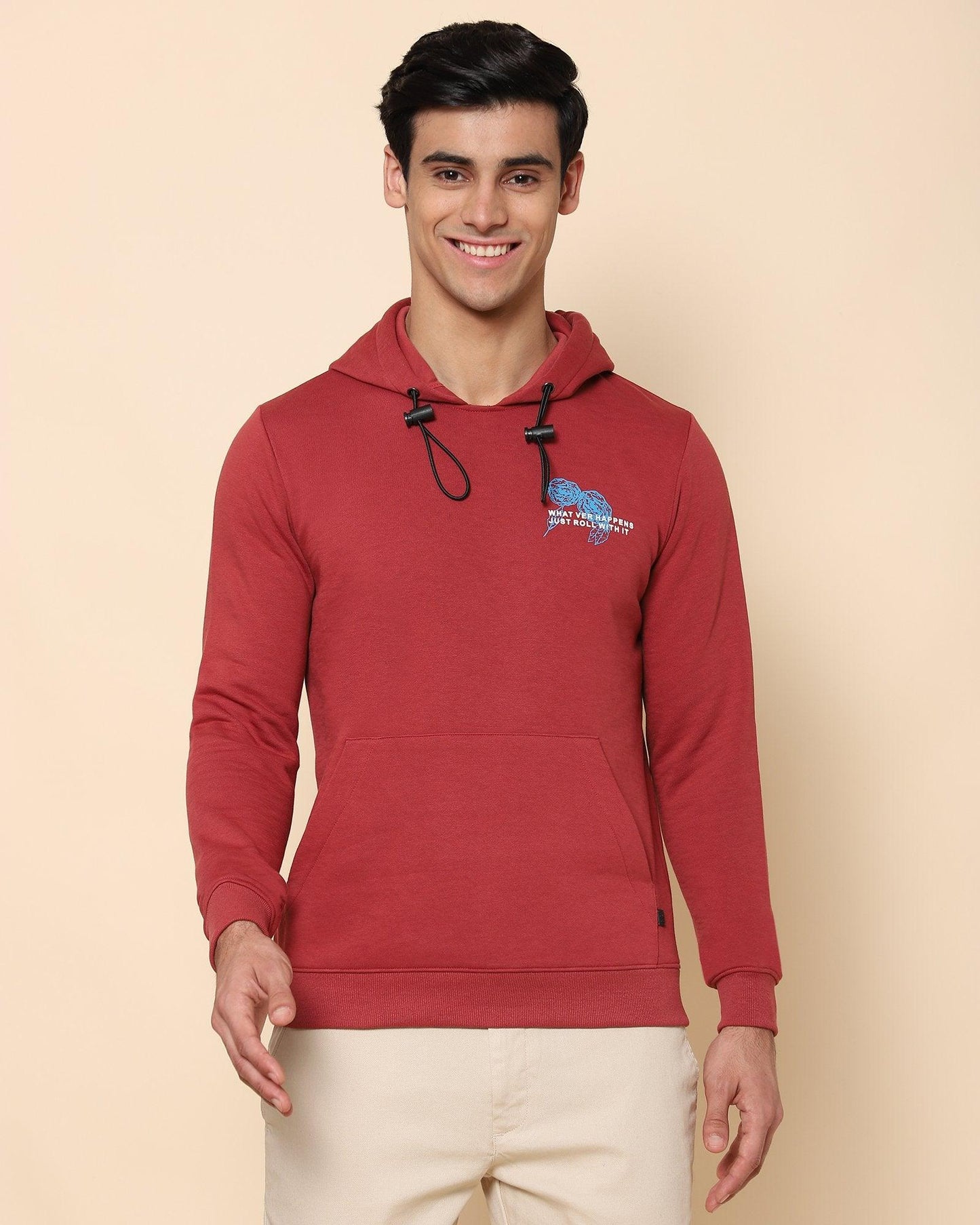 Keid Pattern Stretch Sweat Shirt In Red (Slim Fit)