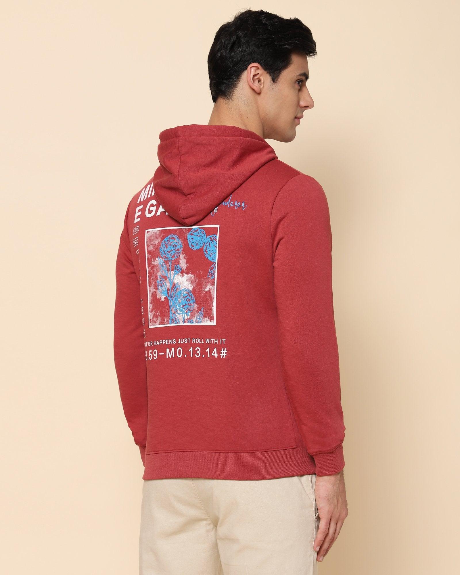 Keid Printed Sweat Shirt In Red - blackberrys-clothing
