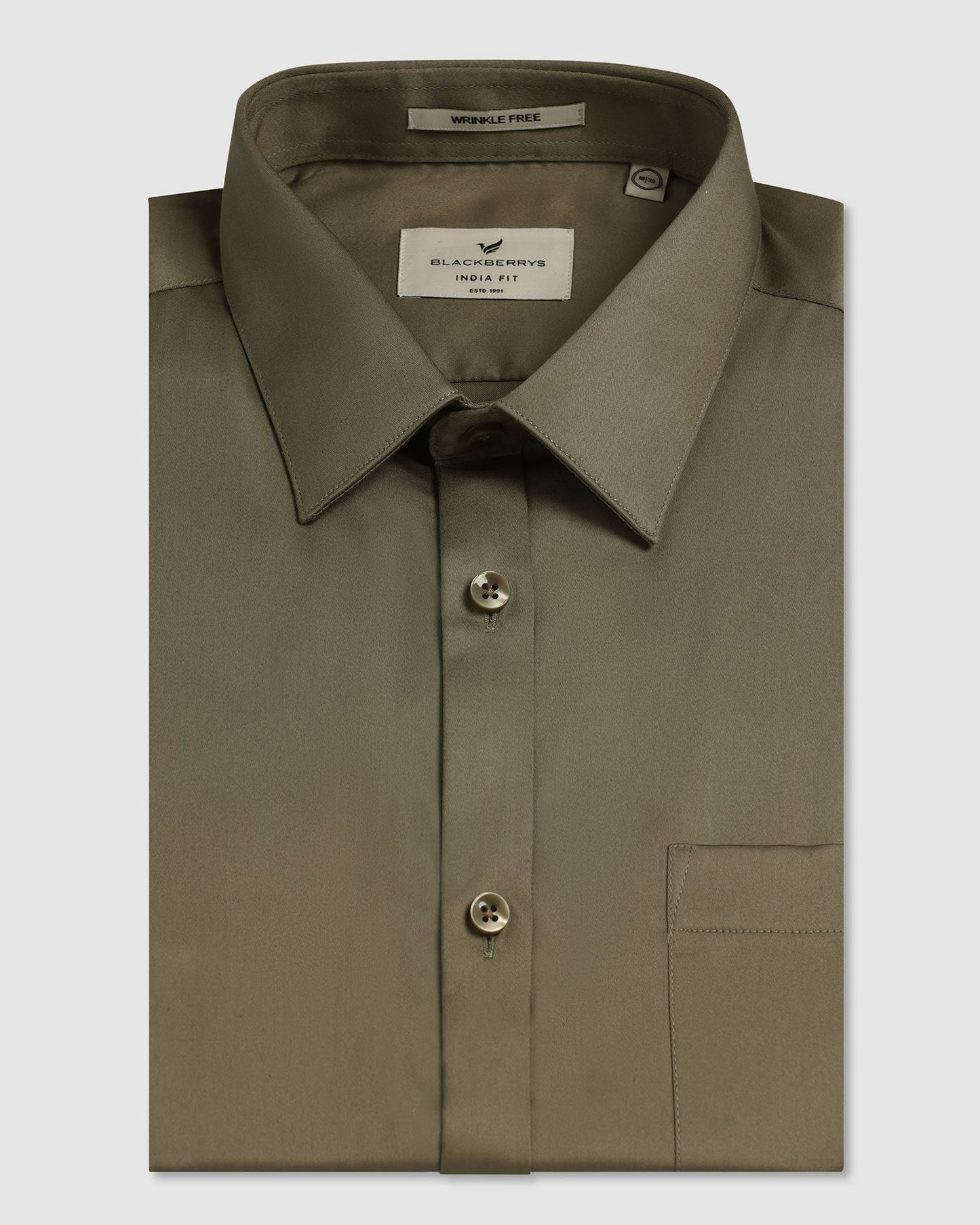 Khaki Non Iron Solid Shirt - Liviya