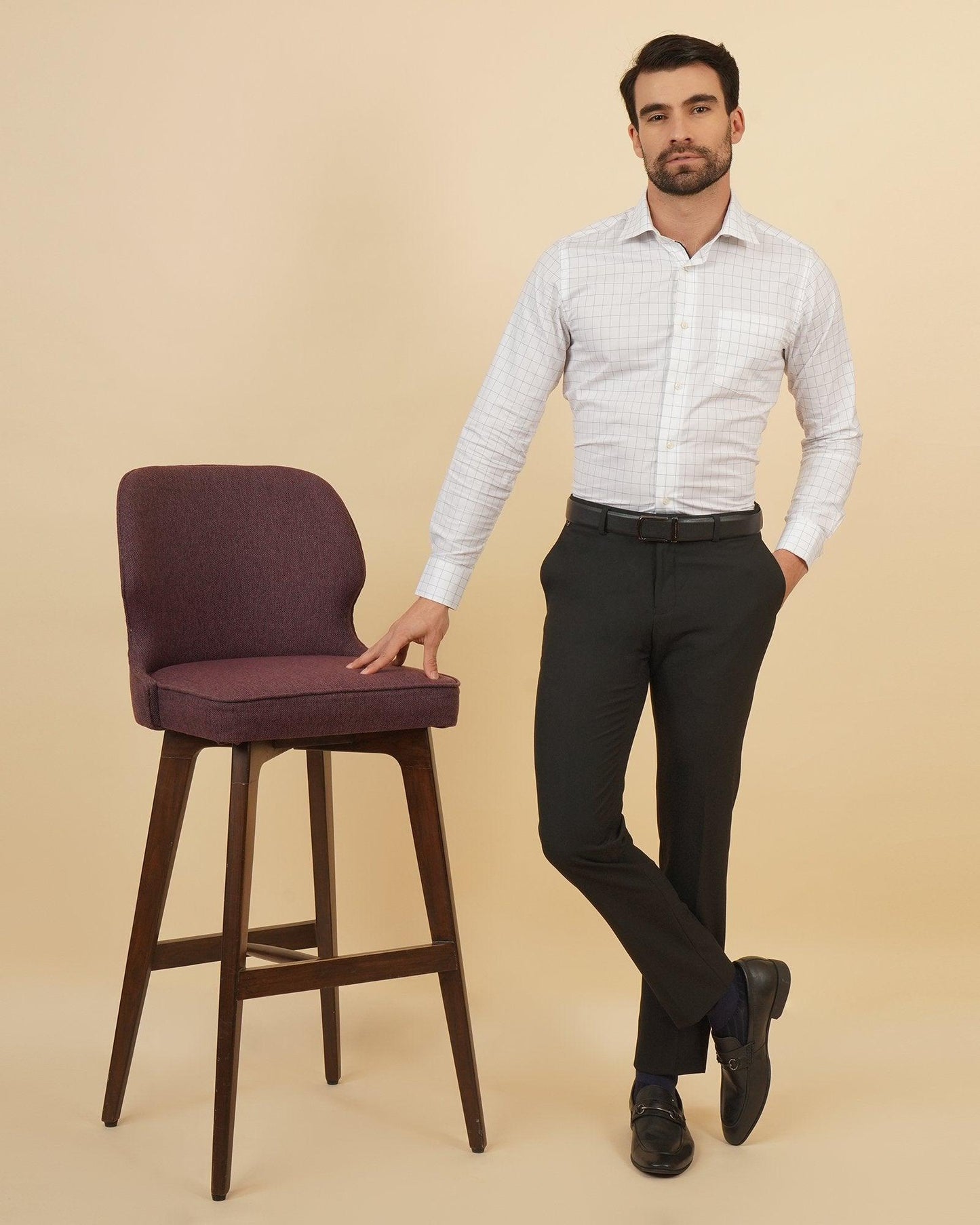 Kios Formal Classic Stretch Trouser In Black (B95 Fit) - blackberrys-clothing