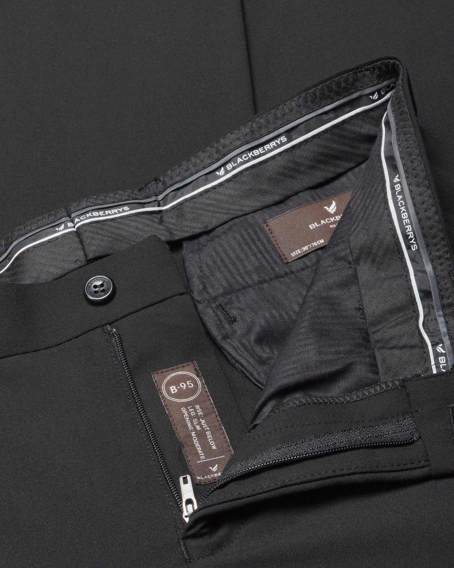 Kios Formal Classic Stretch Trouser In Black (B95 Fit) - blackberrys-clothing