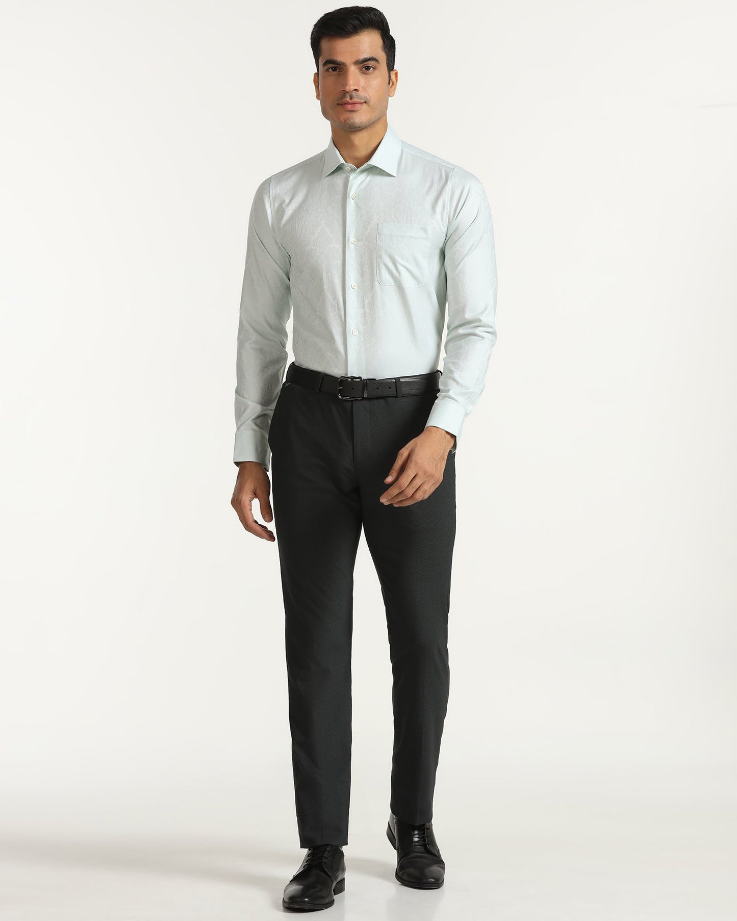 Luxe Formal Aqua Jacquard Shirt - Zinnia