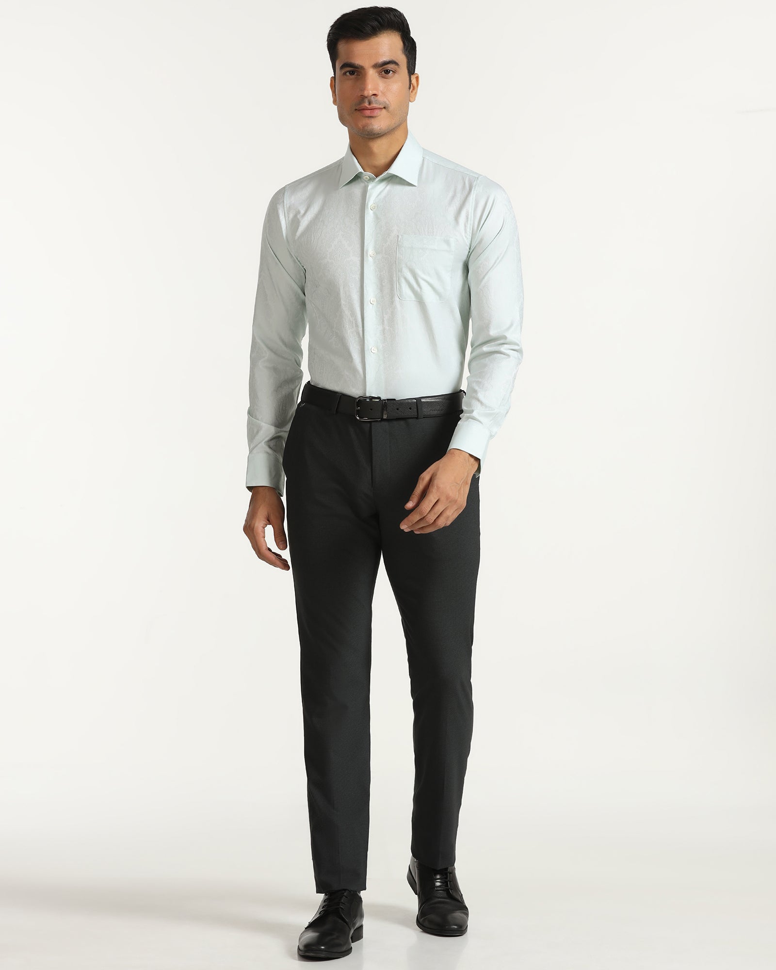 Luxe Formal Aqua Jacquard Shirt - Zinnia