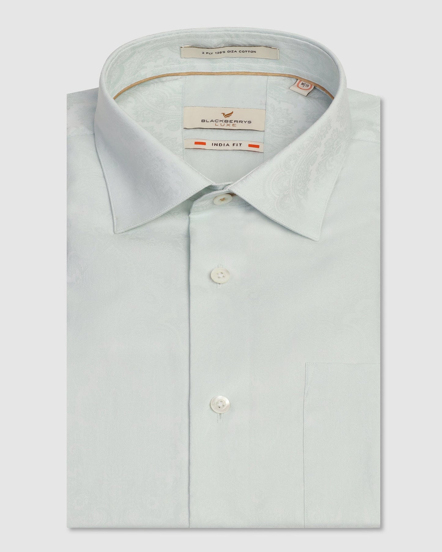 Luxe Formal Aqua Jacquard Shirt - Zinnia