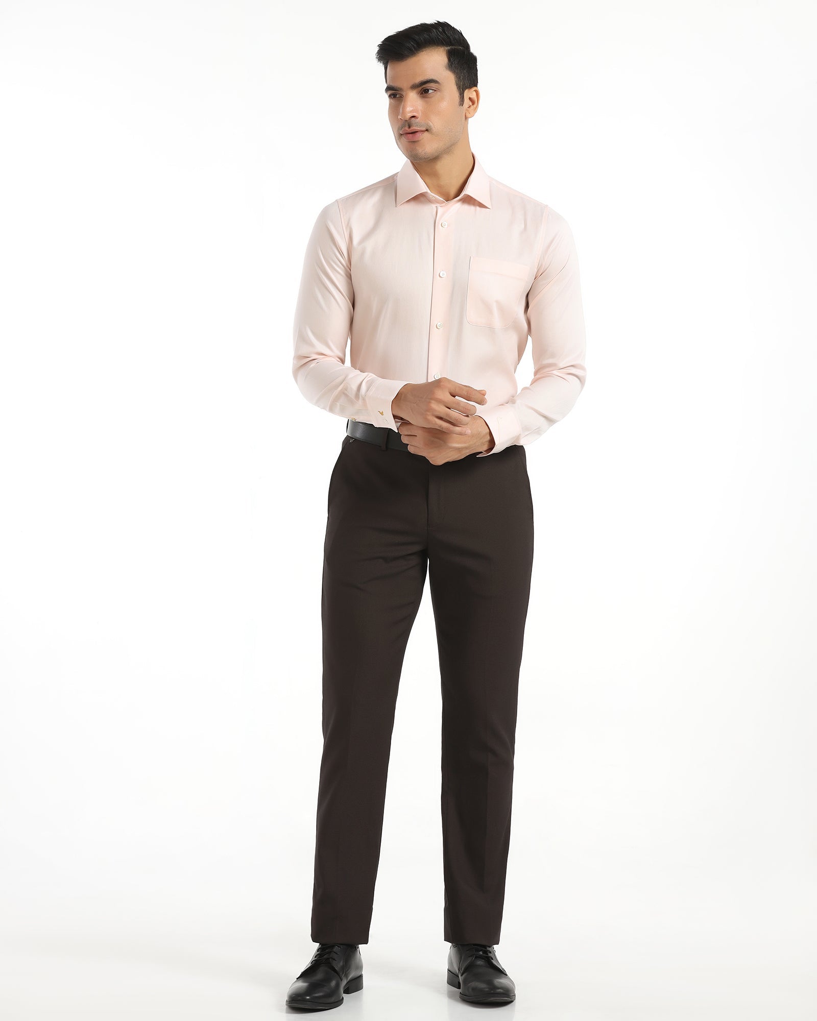 Luxe Formal Peach Textured Shirt - Thyme