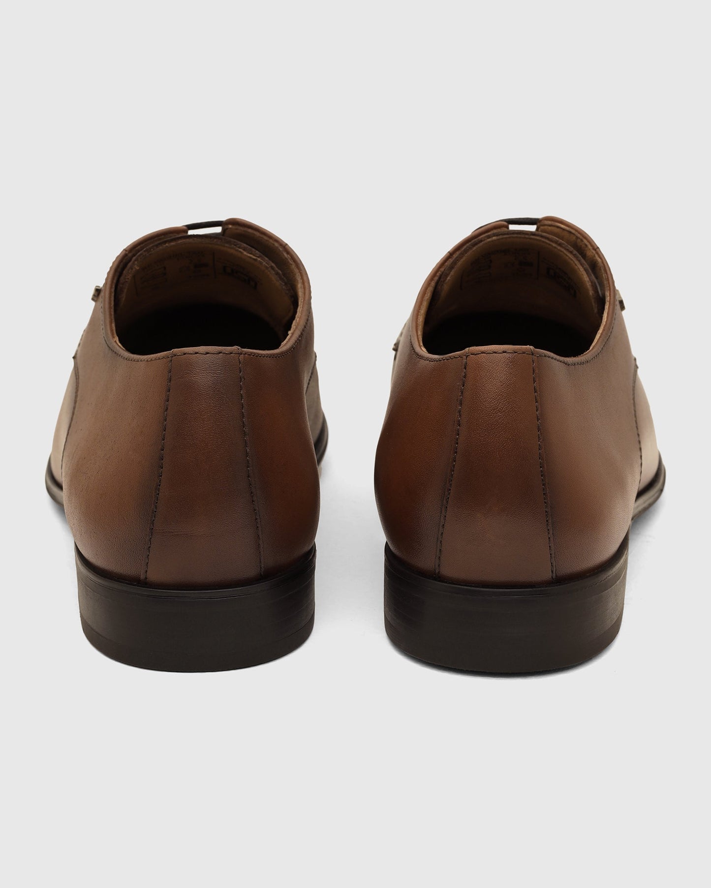 Leather Tan Solid Derby Shoes - Vachel