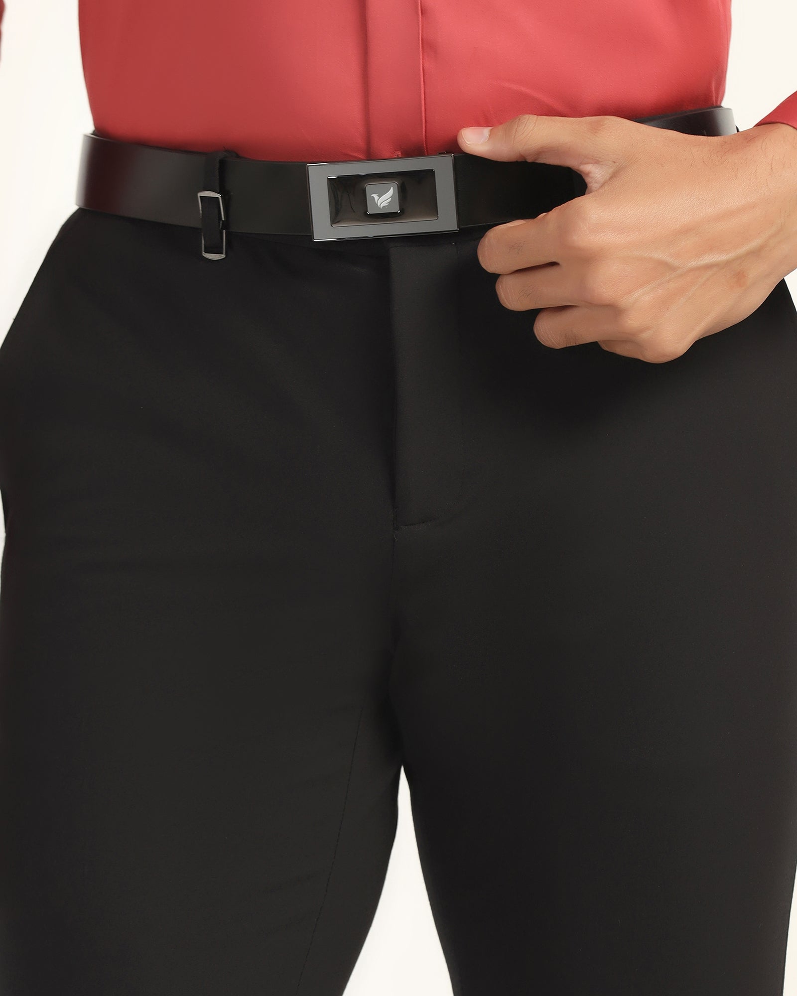 Leather Black Solid Belt - Visna