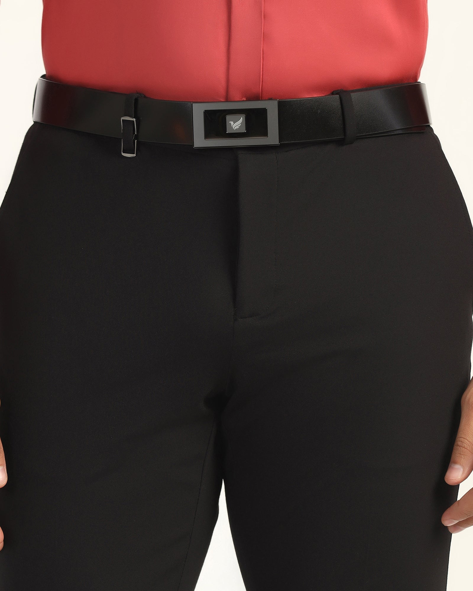 Leather Black Solid Belt - Visna