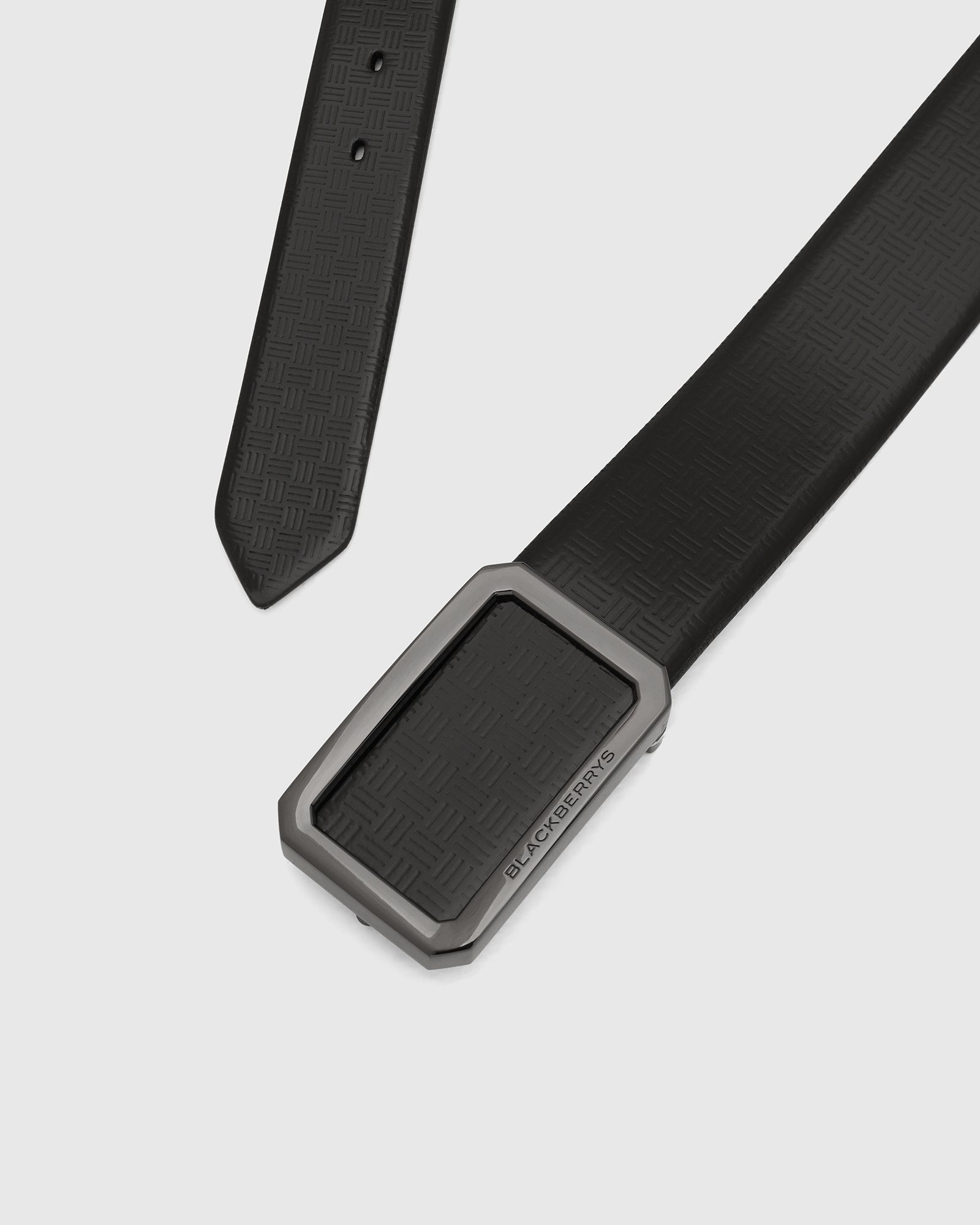 Leather Black Textured Belt - 9Veran