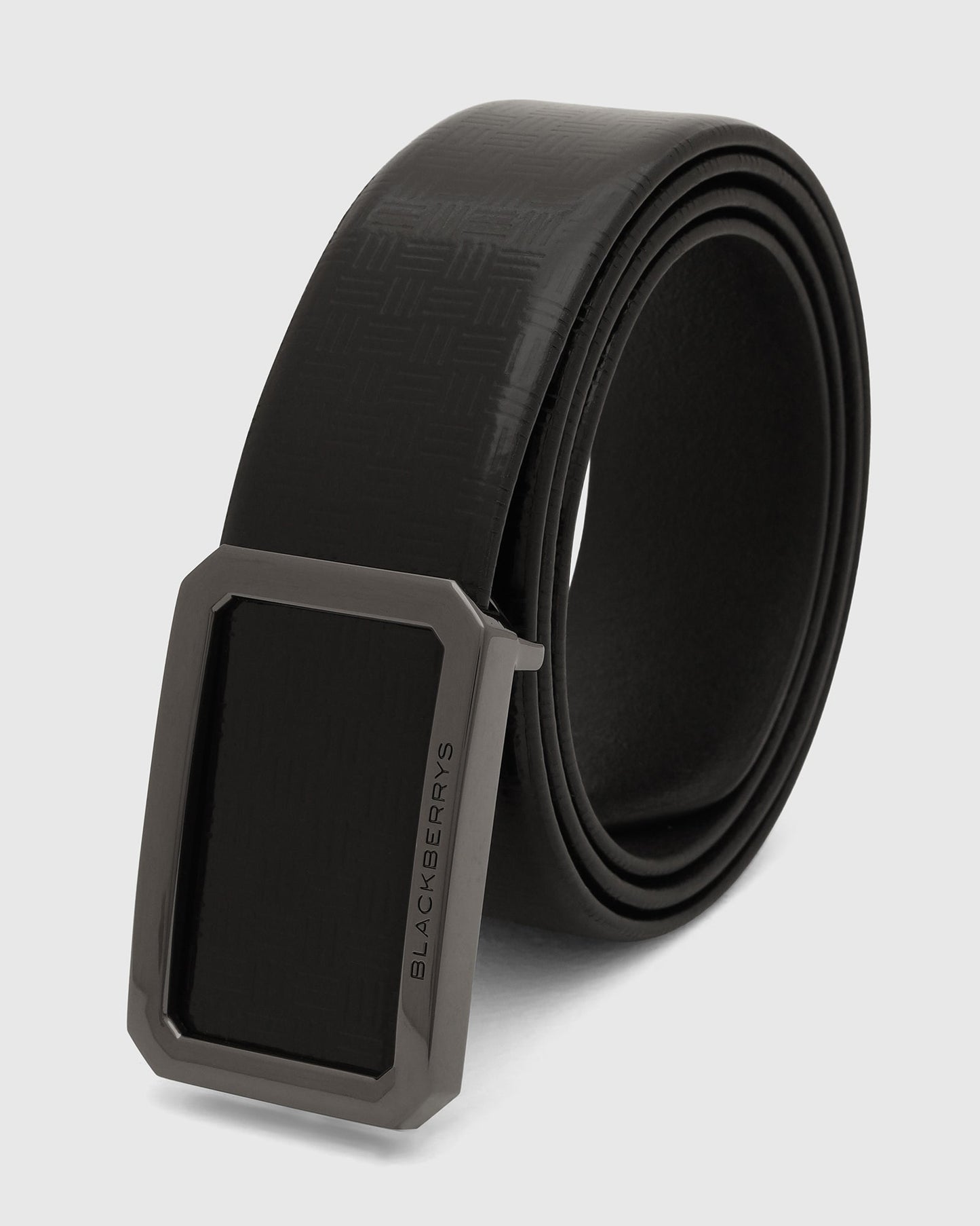 Leather Black Textured Belt - 9Veran